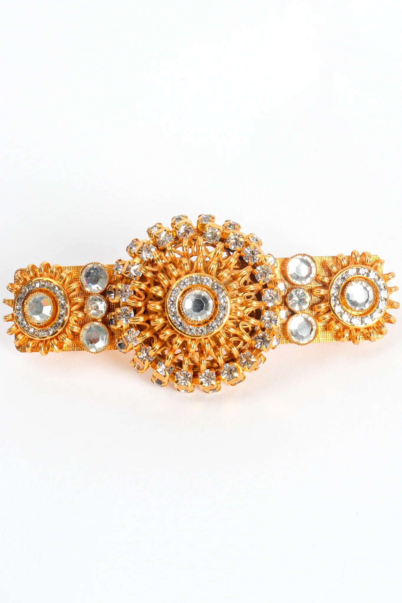 Rhinestone Coil Medallion Barrette