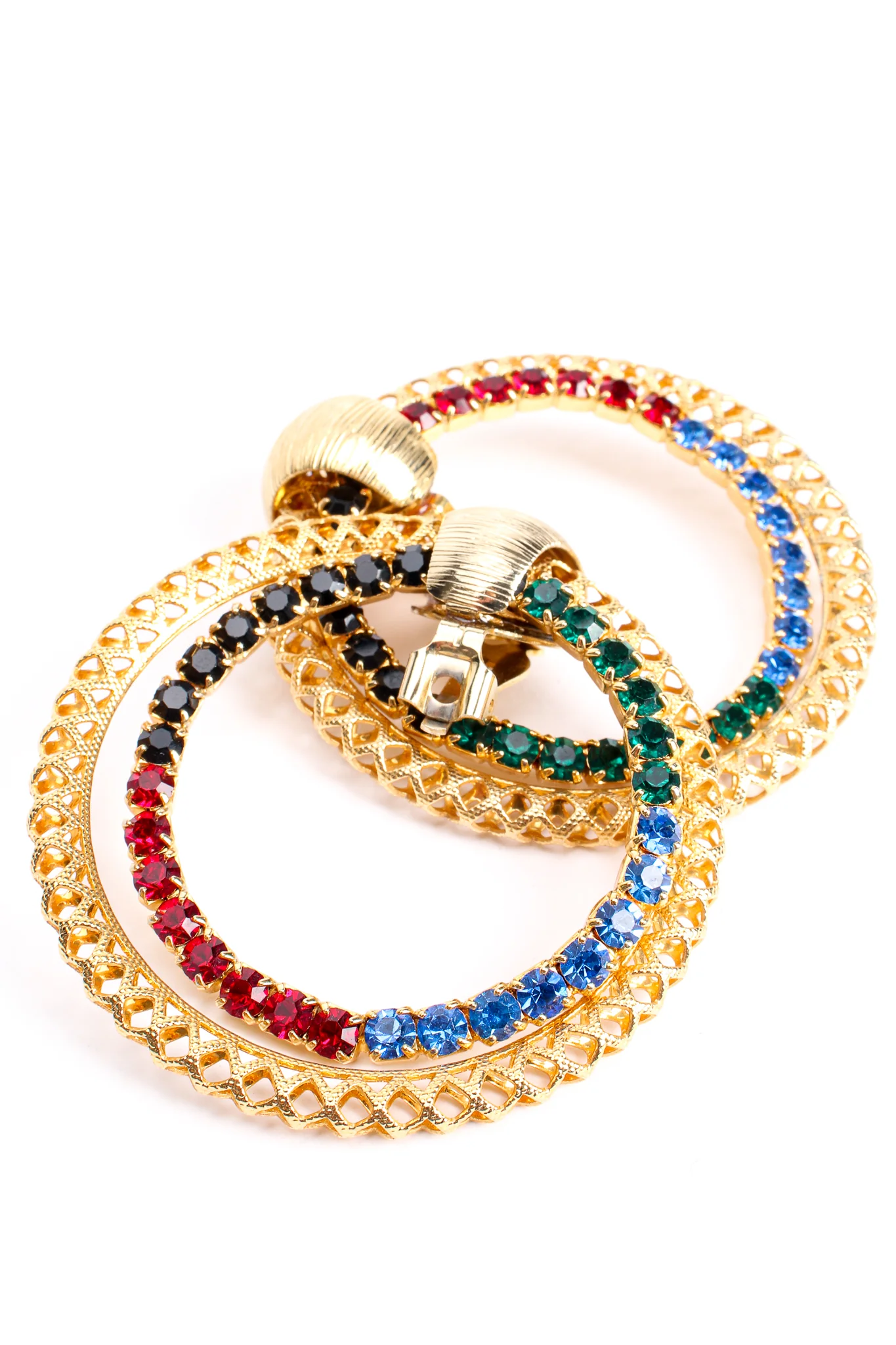 Rhinestone Concentric Hoop Earrings - Image 5