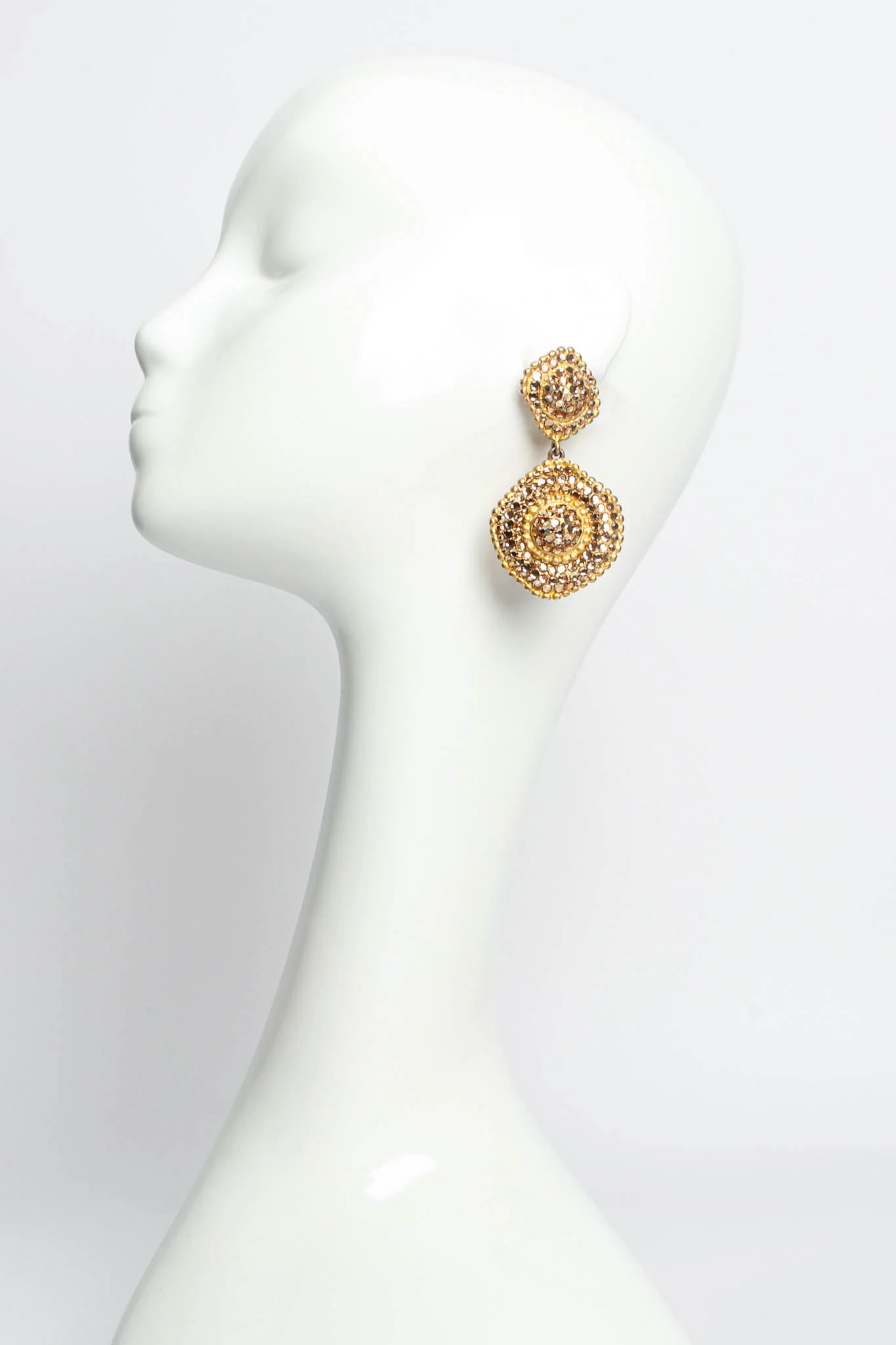 Dome Plate Rhinestone Earrings - Image 4