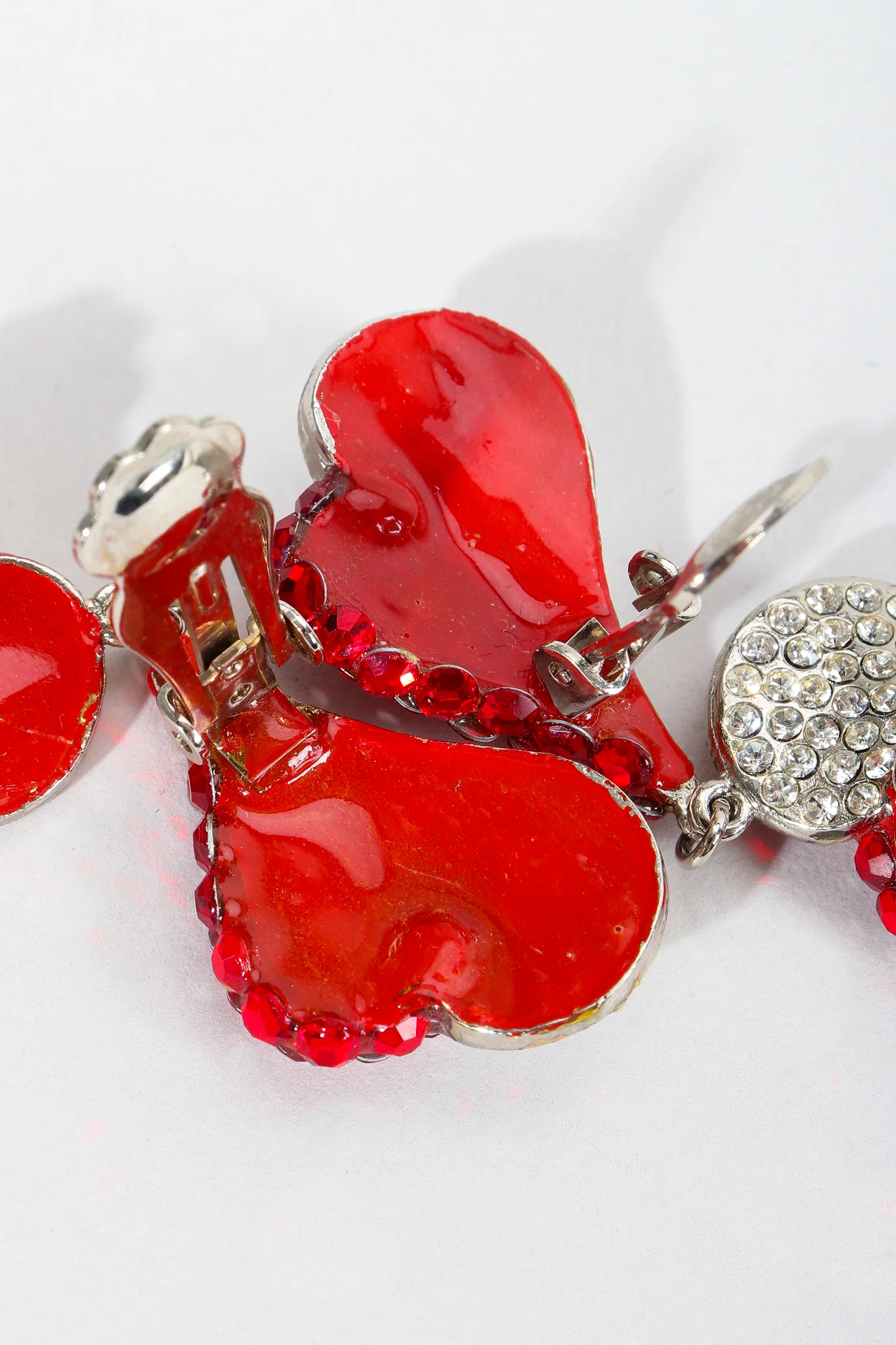 Rhinestone Falling Heart Earrings - Image 7