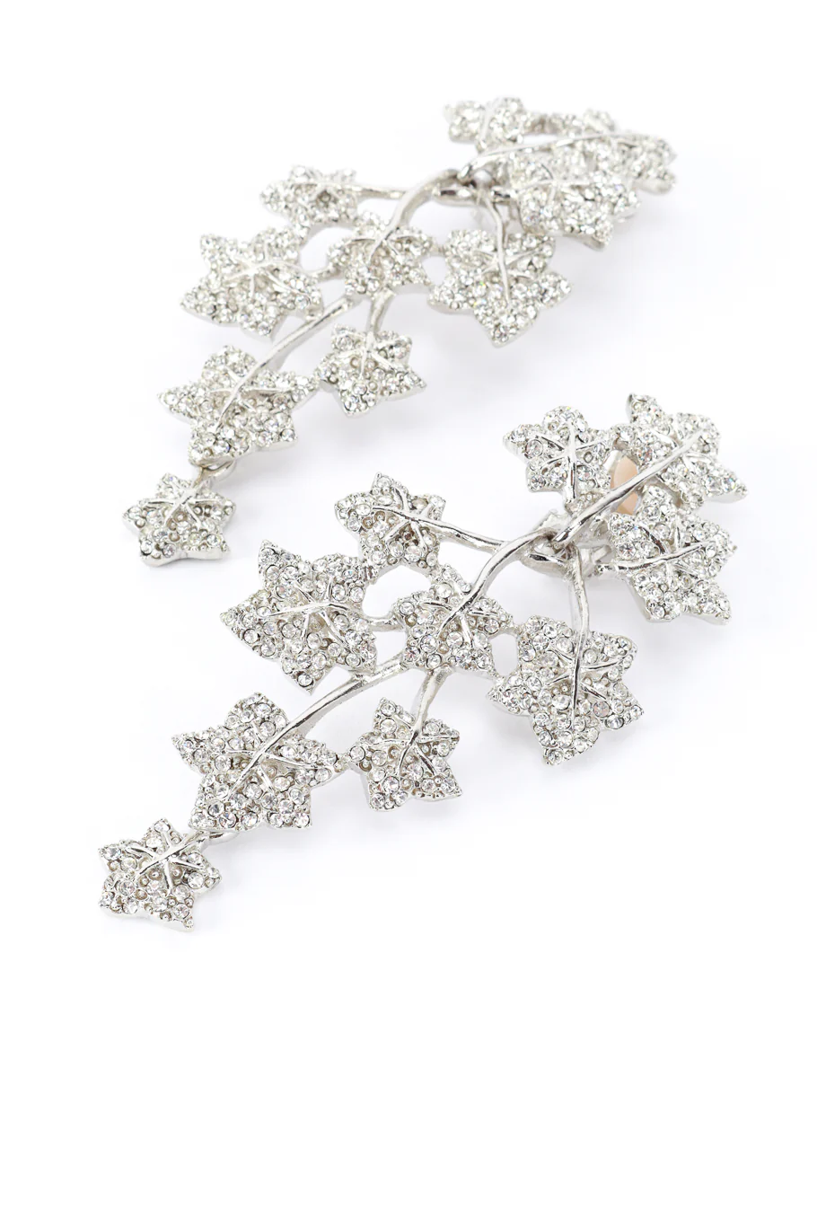 Rhinestone Falling Leaf Drop Earrings - Image 3