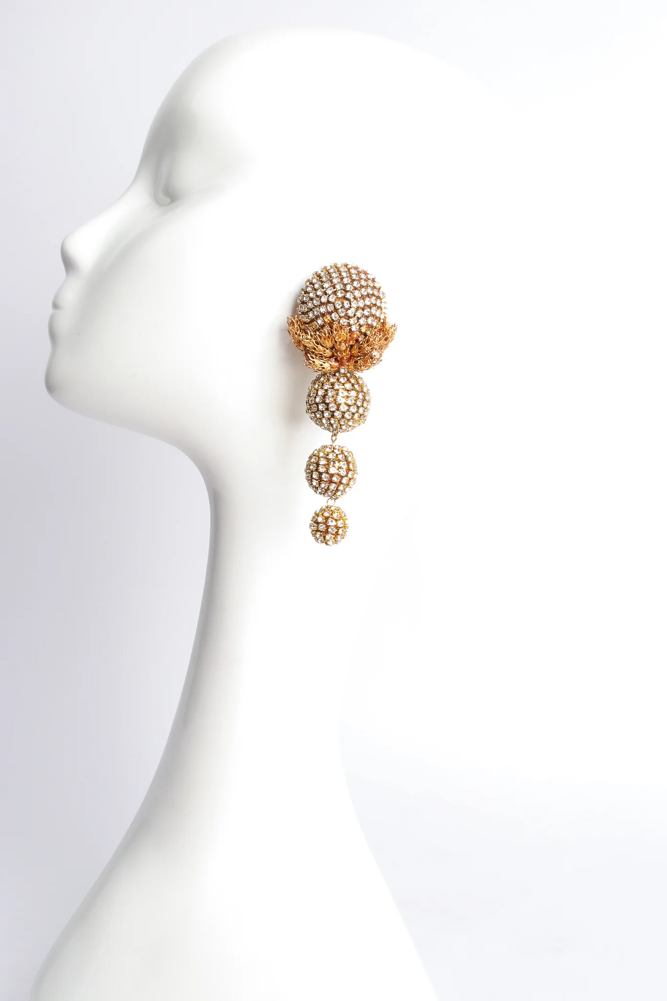 Rhinestone Filigree Ball Drop Earrings - Image 2