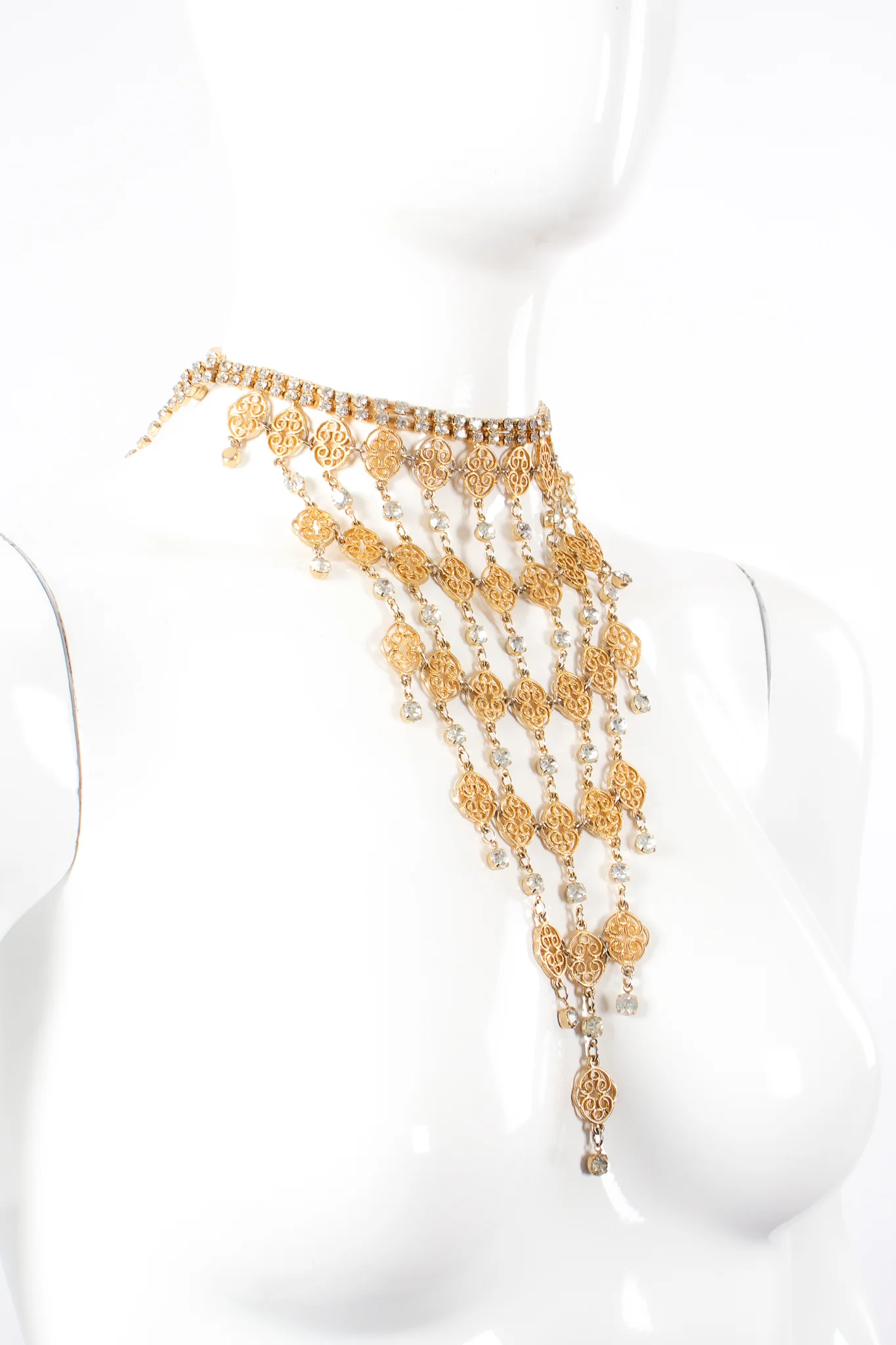 Rhinestone Filigree Bib Choker - Image 4