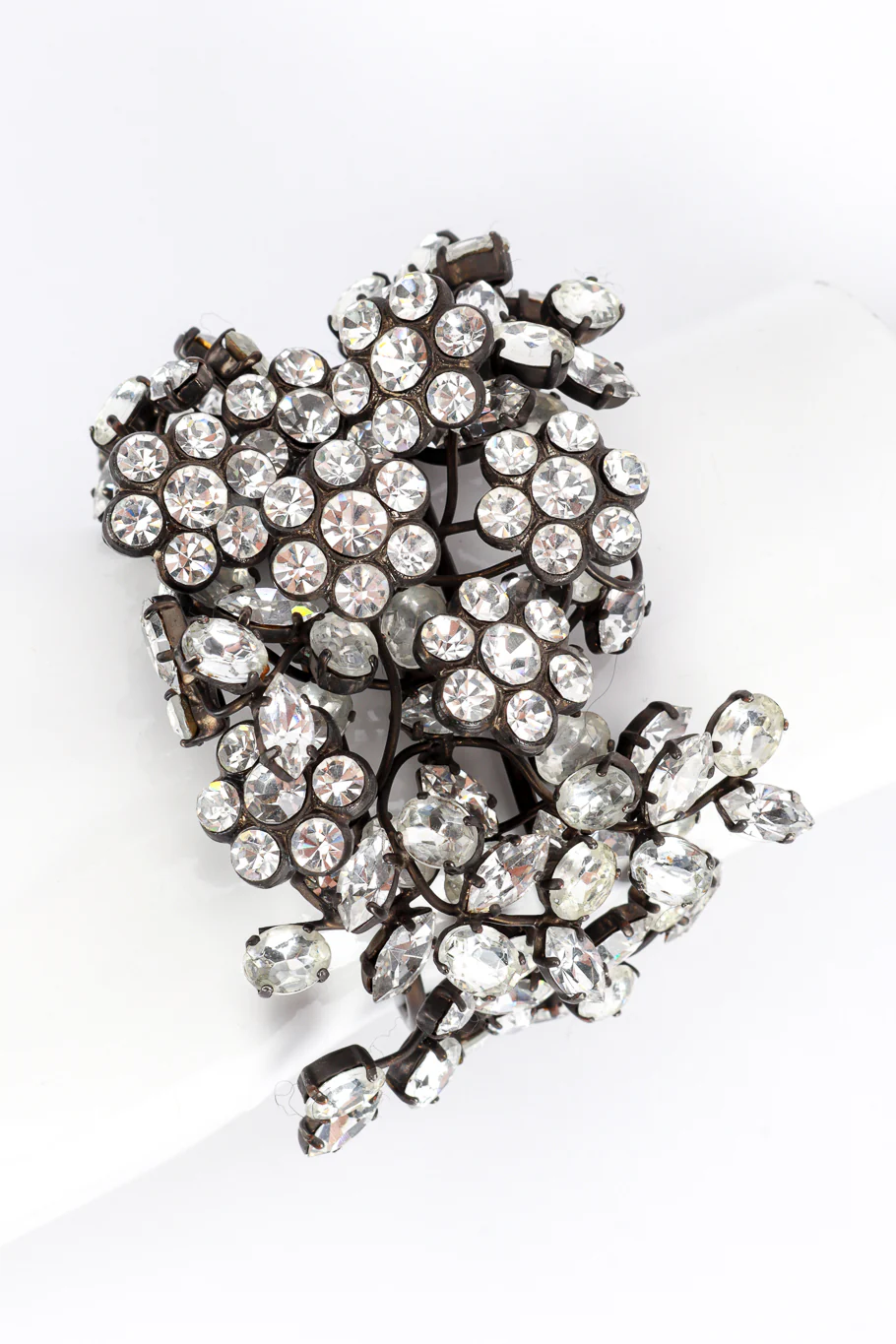 Rhinestone Floral Cuff Bracelet