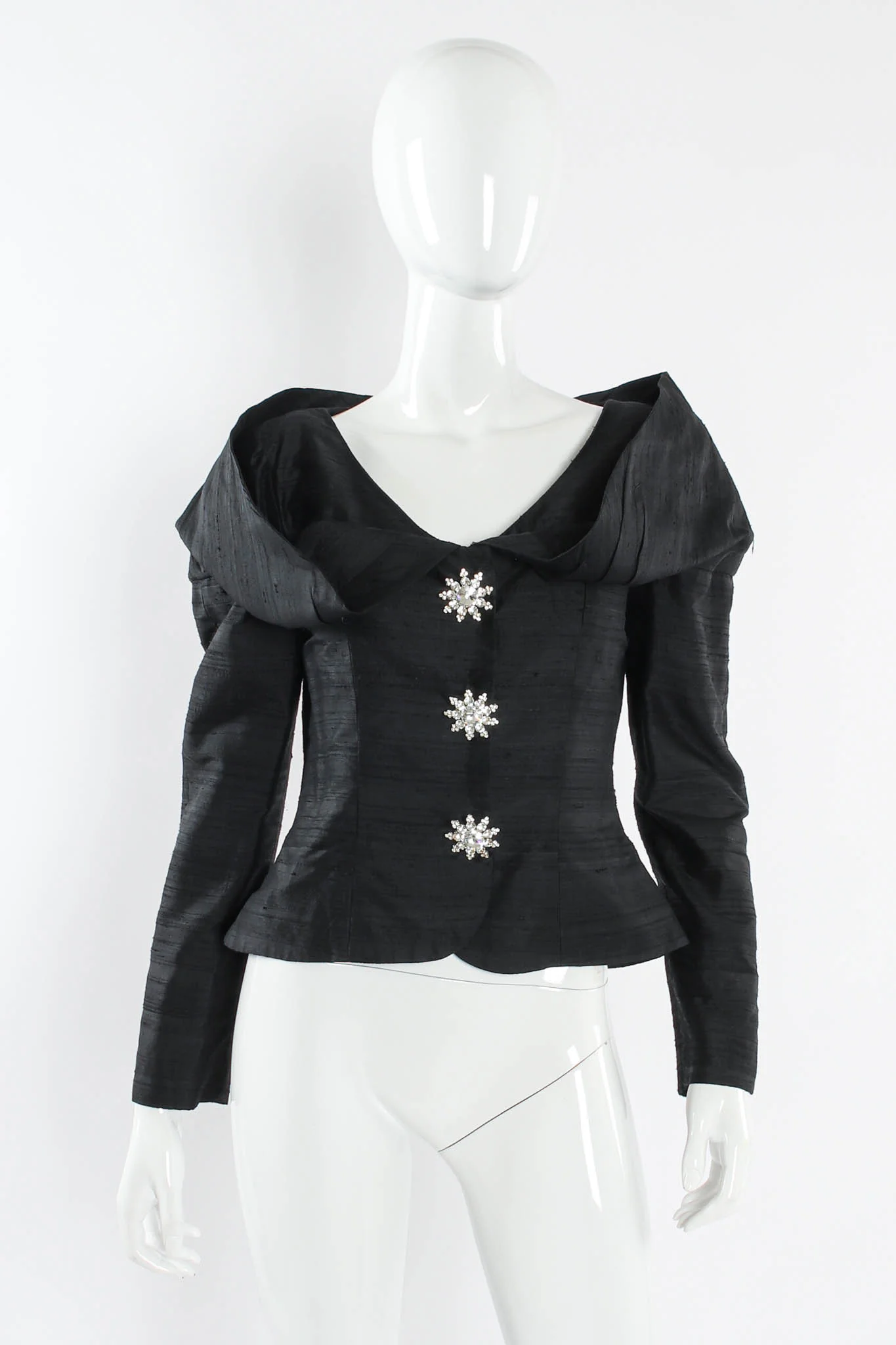 Rhinestone Floral Silk Jacket & Skirt Set - Image 5