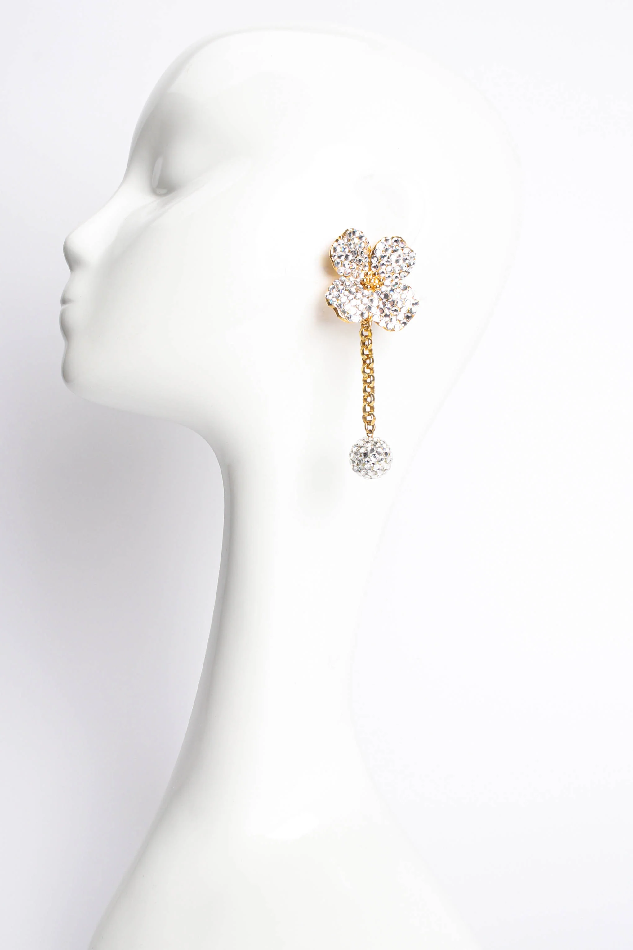 Rhinestone Flower Ball Drop Earrings - Image 2