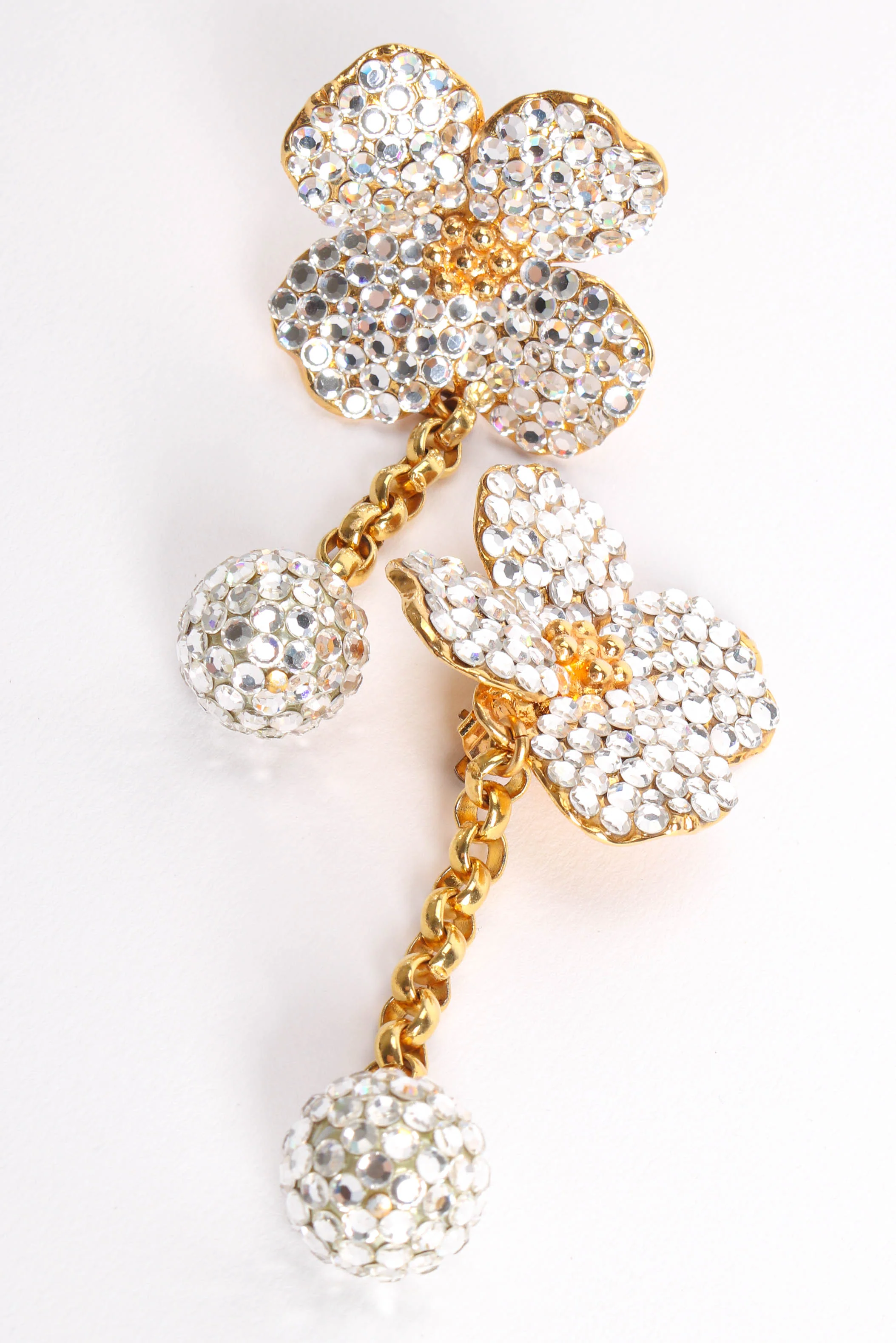Rhinestone Flower Ball Drop Earrings - Image 5
