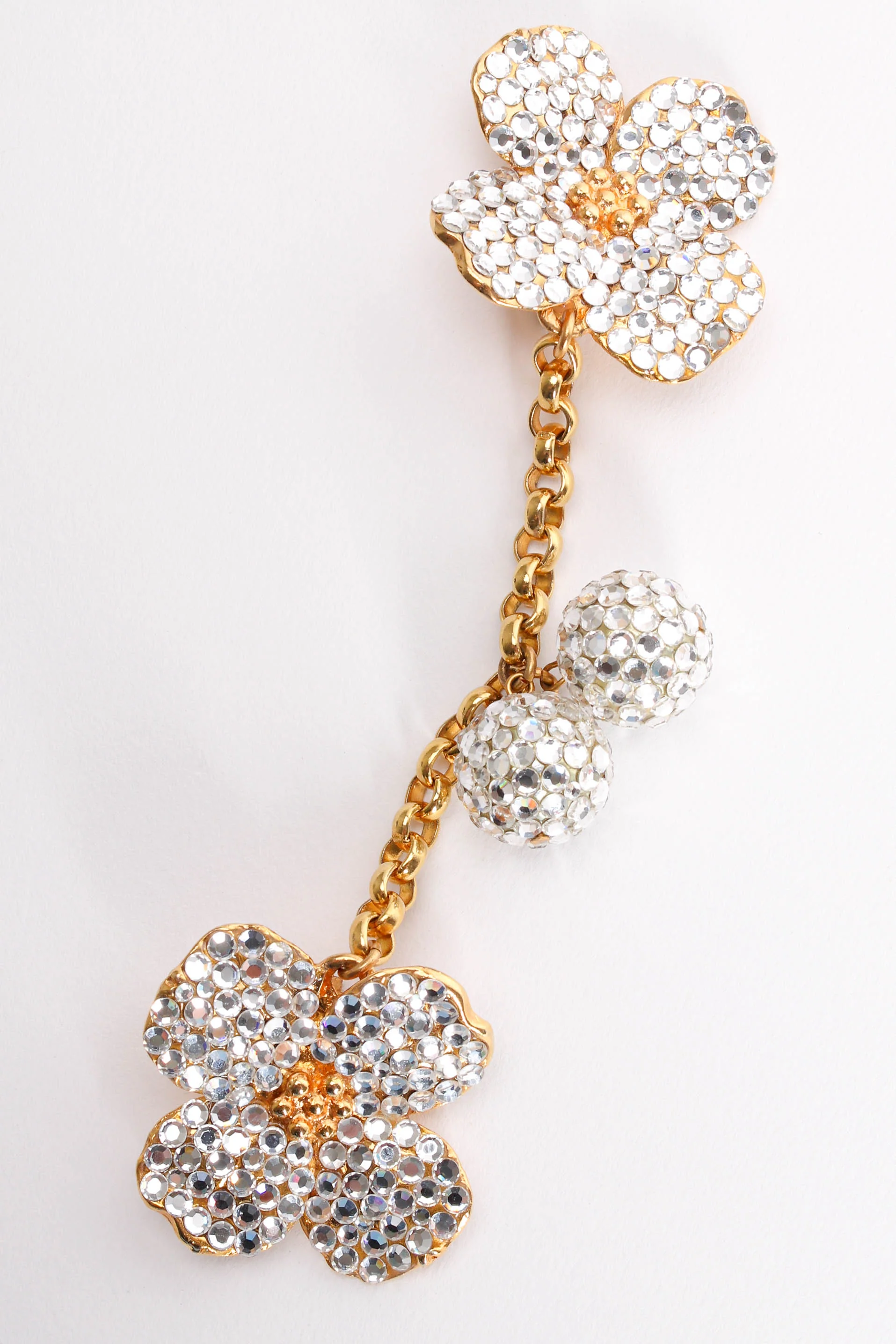 Rhinestone Flower Ball Drop Earrings - Image 8