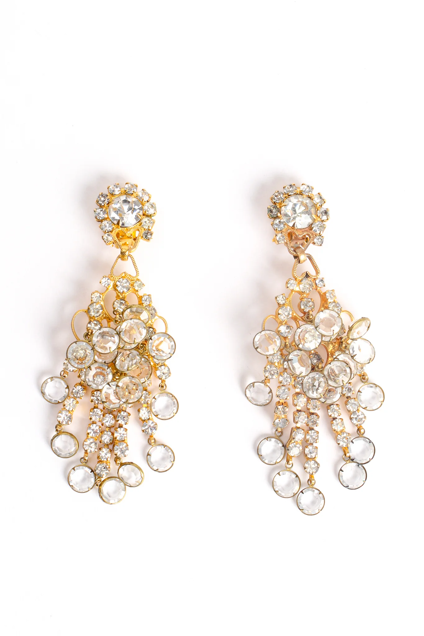 Rhinestone Fringe Bubble Chandelier Earrings - Image 3