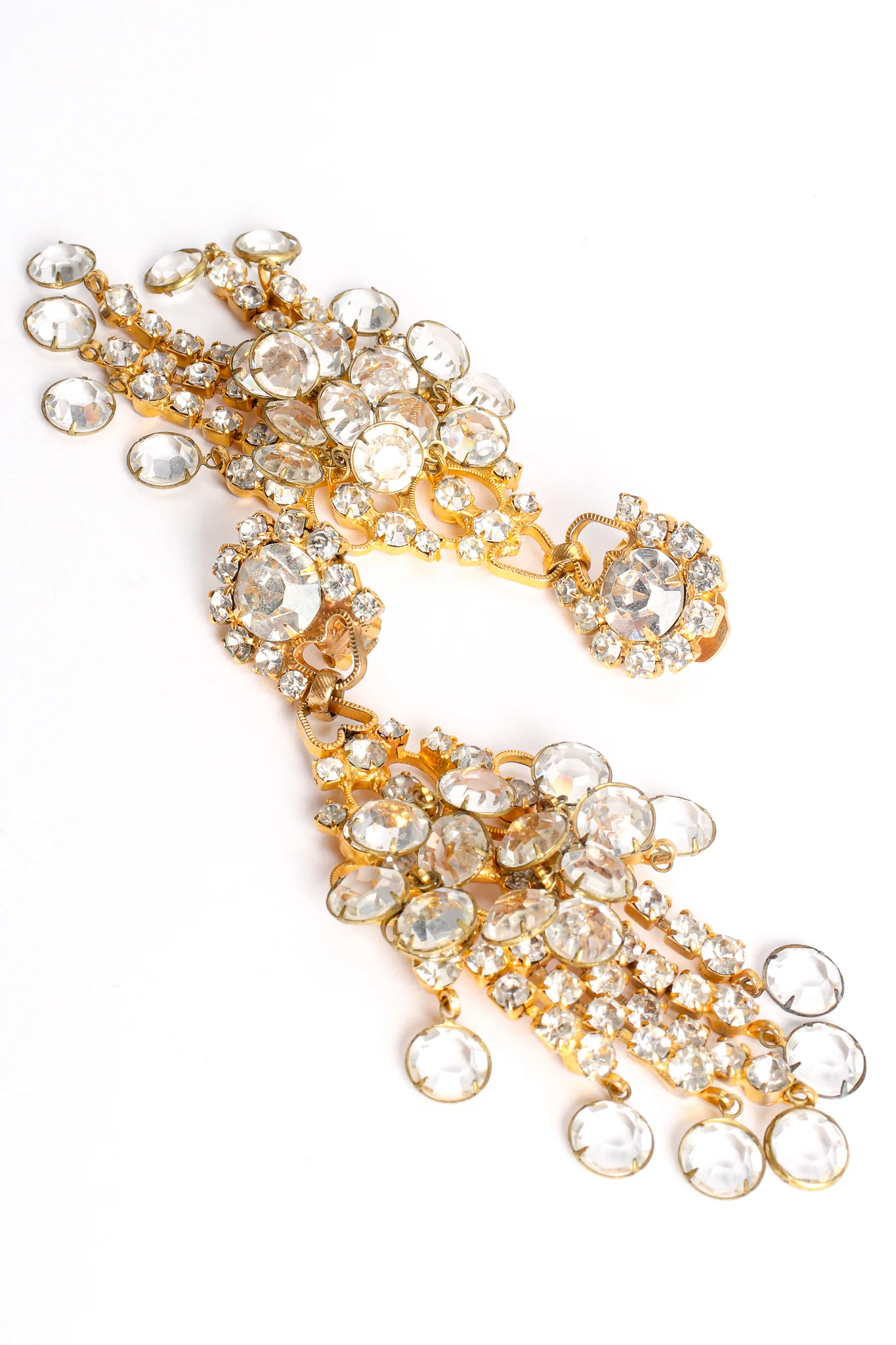 Rhinestone Fringe Bubble Chandelier Earrings - Image 4