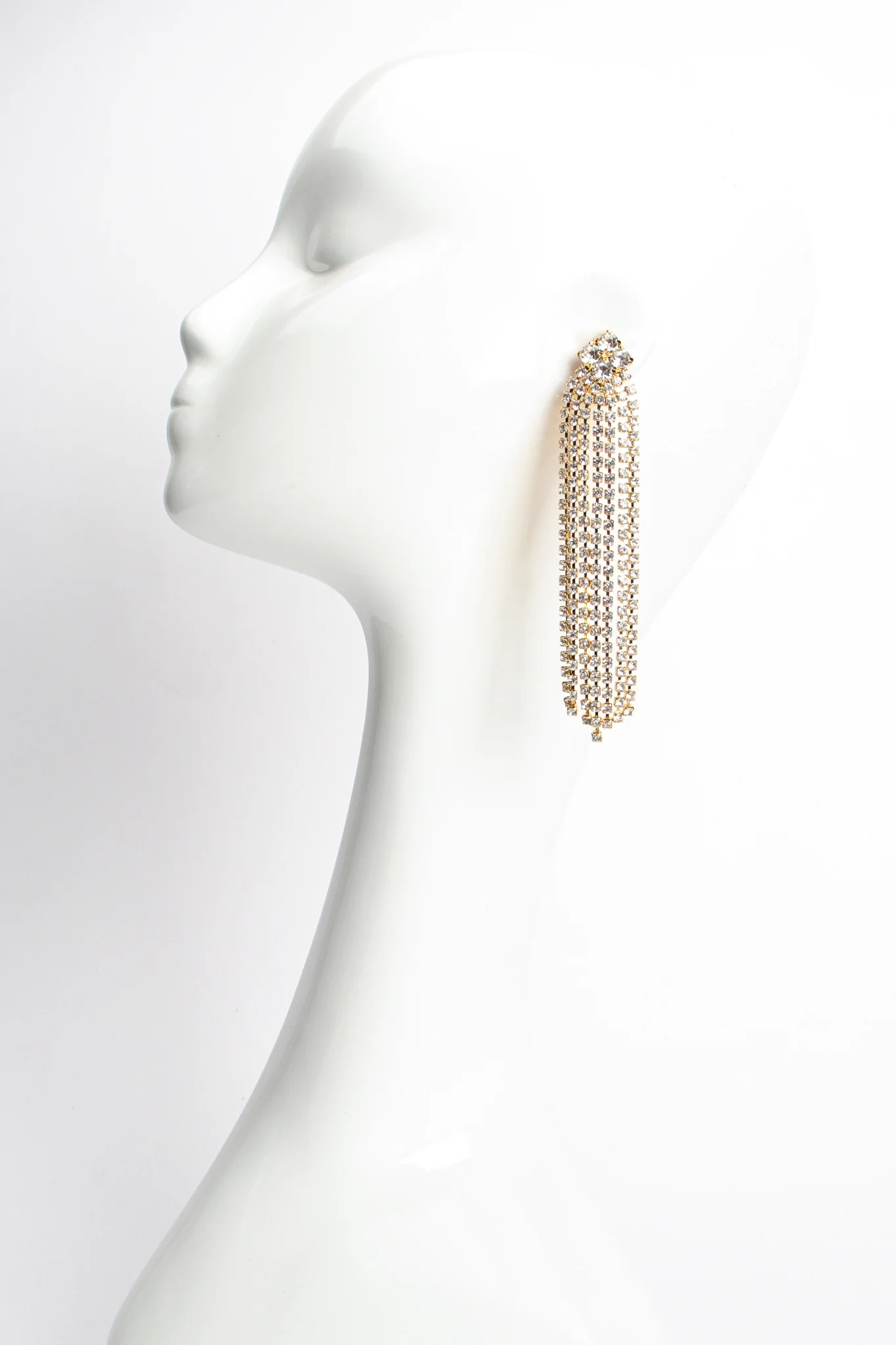 Rhinestone Fringe Cluster Earrings - Image 3