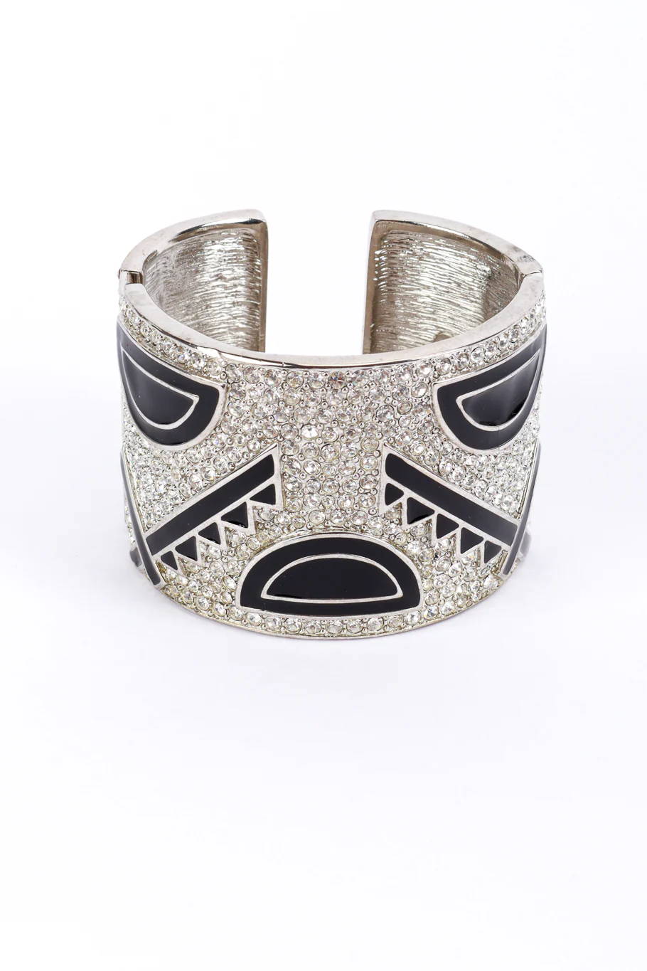 Rhinestone & Geo Enamel Deco Bangle Cuff