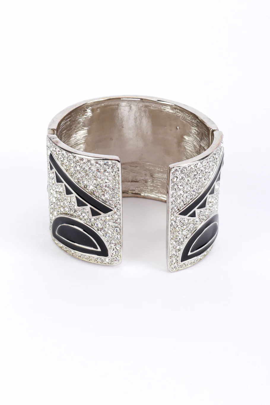 Rhinestone & Geo Enamel Deco Bangle Cuff - Image 3