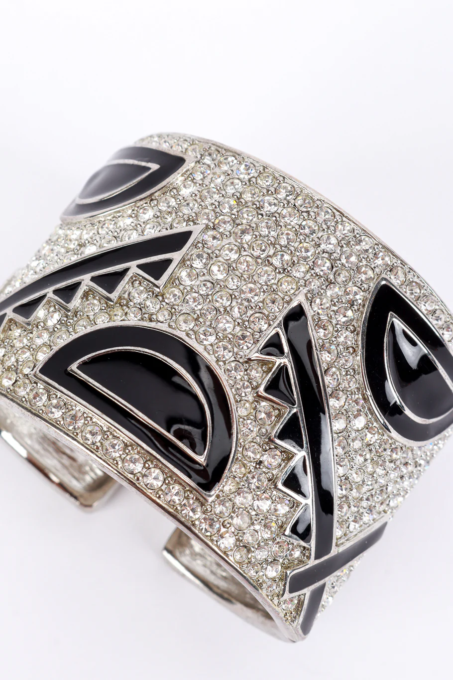 Rhinestone & Geo Enamel Deco Bangle Cuff - Image 4