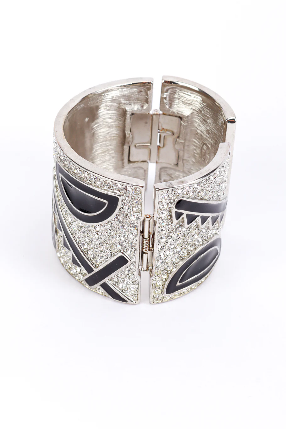 Rhinestone & Geo Enamel Deco Bangle Cuff - Image 5