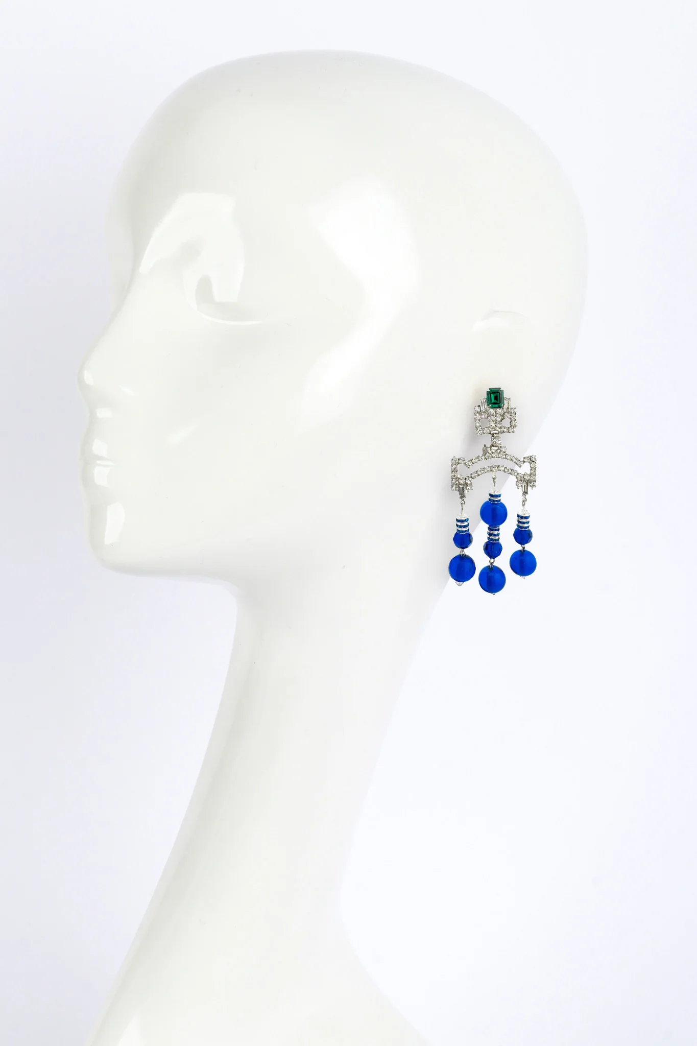 Rhinestone Glass Bead Drop Earrings - Image 2