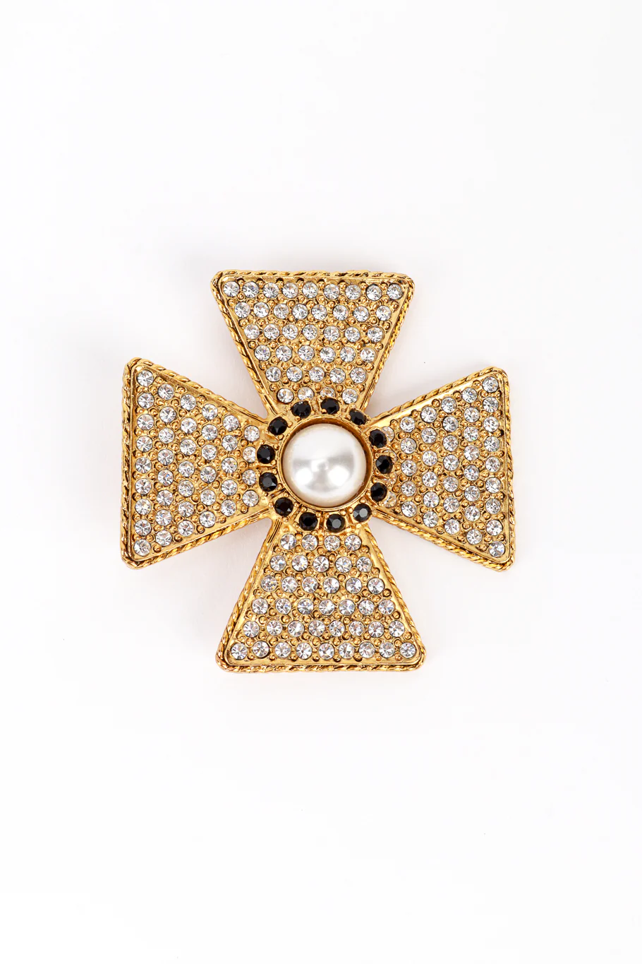 Rhinestone Maltese Cross Brooch