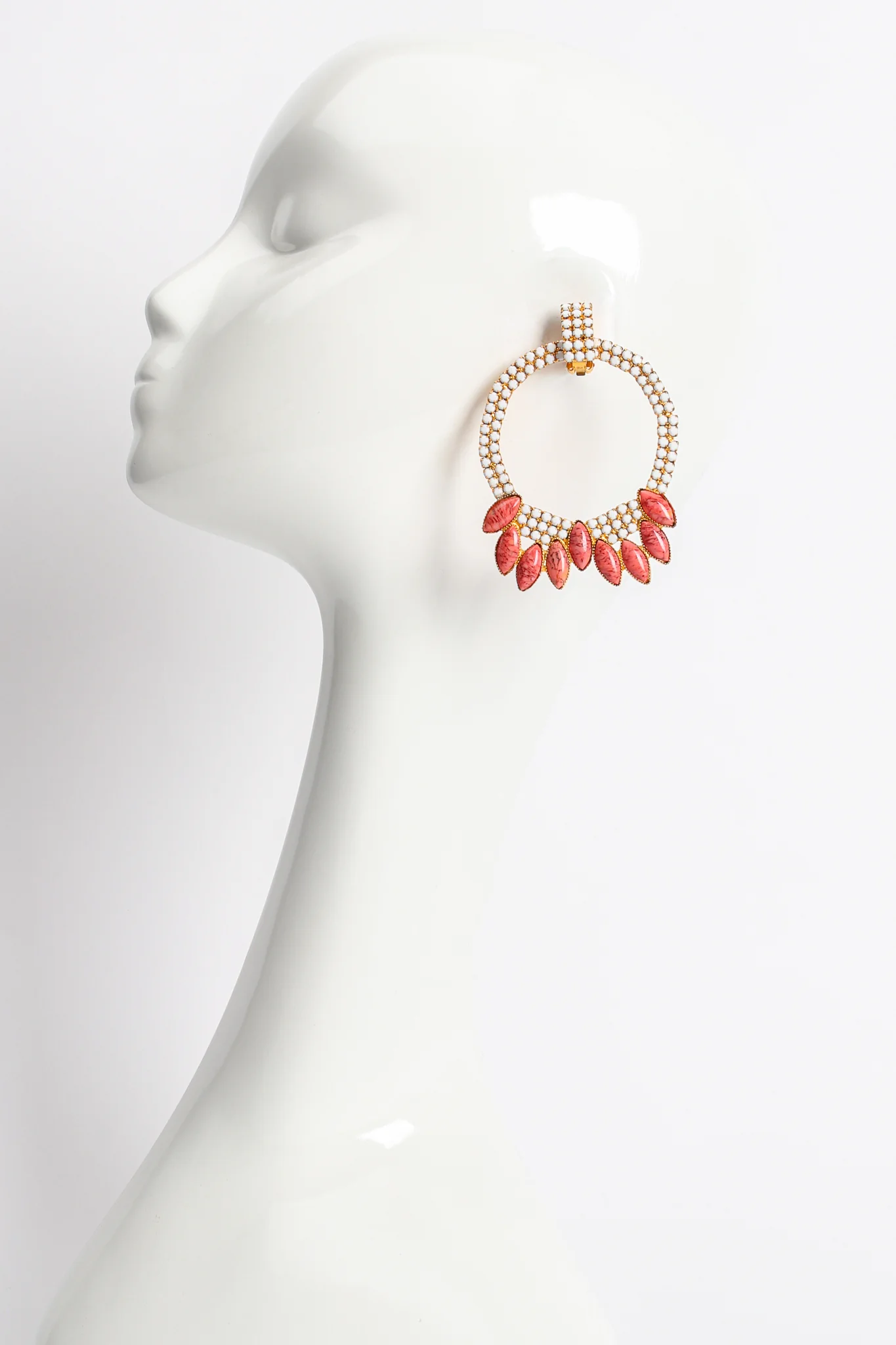Rhinestone Marquise Hoop Earrings - Image 4