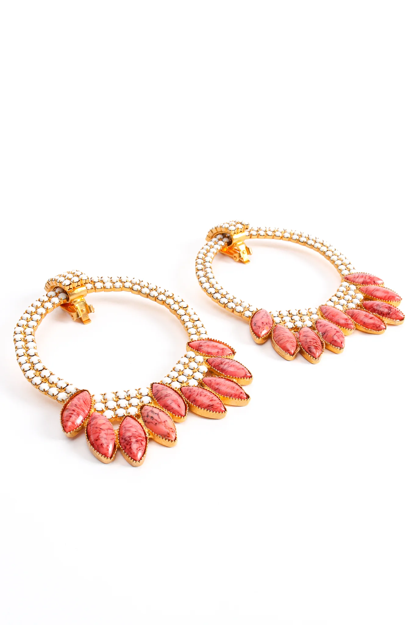 Rhinestone Marquise Hoop Earrings - Image 6