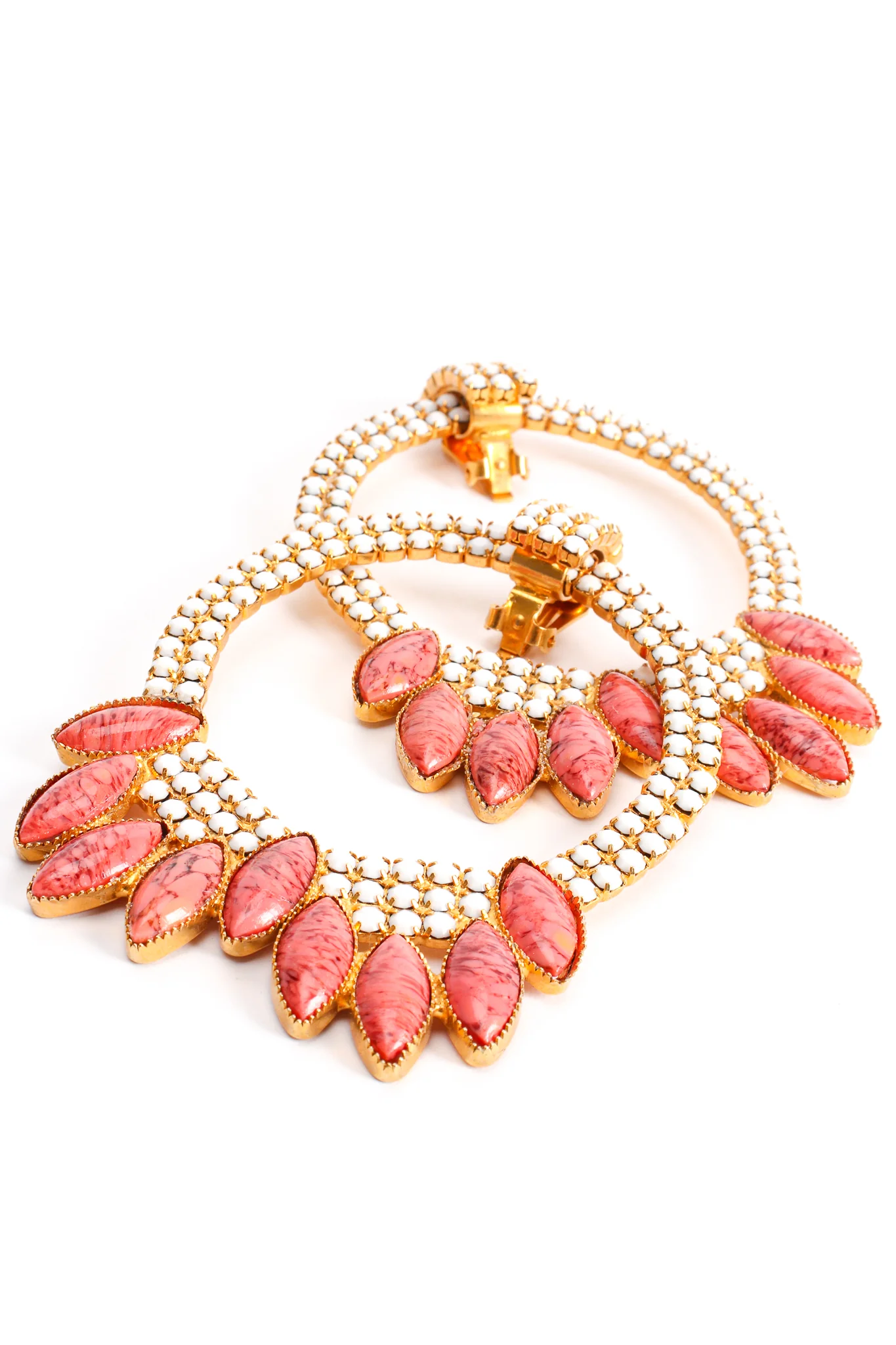 Rhinestone Marquise Hoop Earrings - Image 8