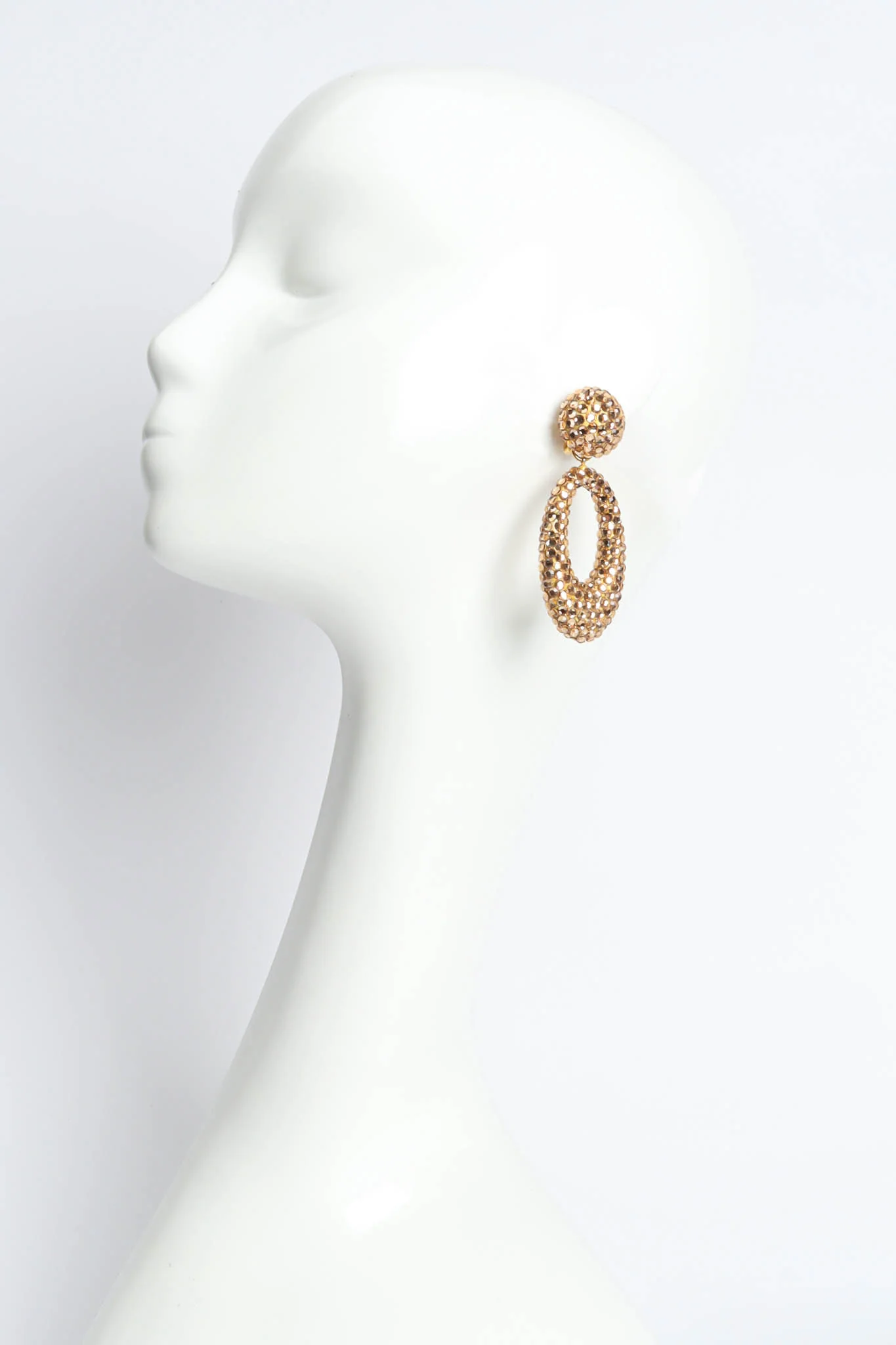 Rhinestone Oval Drop Earrings - Image 2