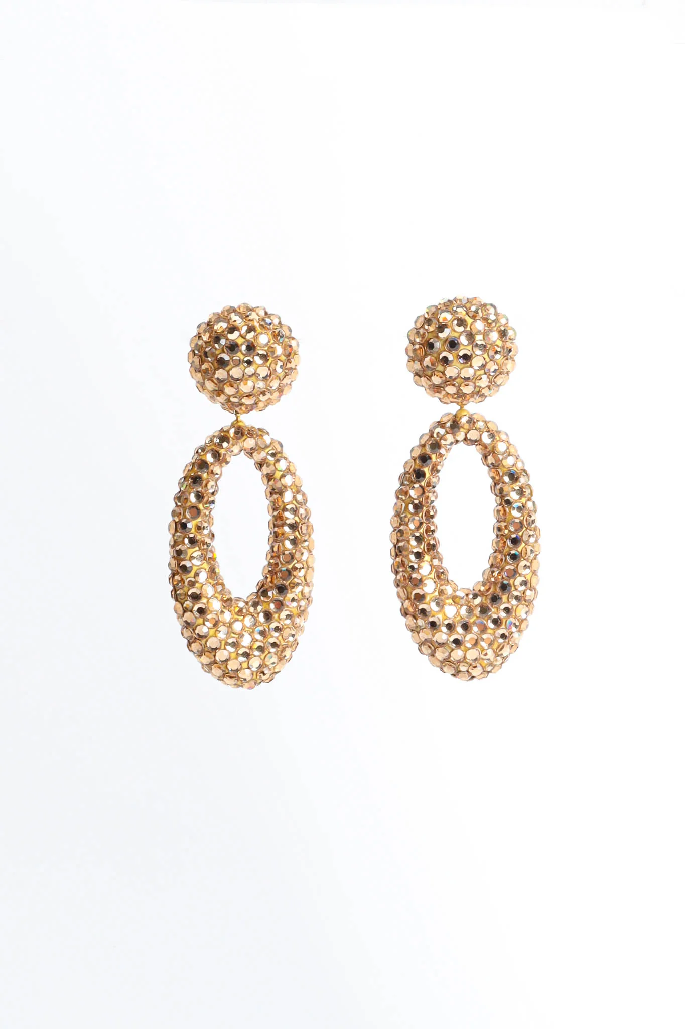 Rhinestone Oval Drop Earrings - Image 3