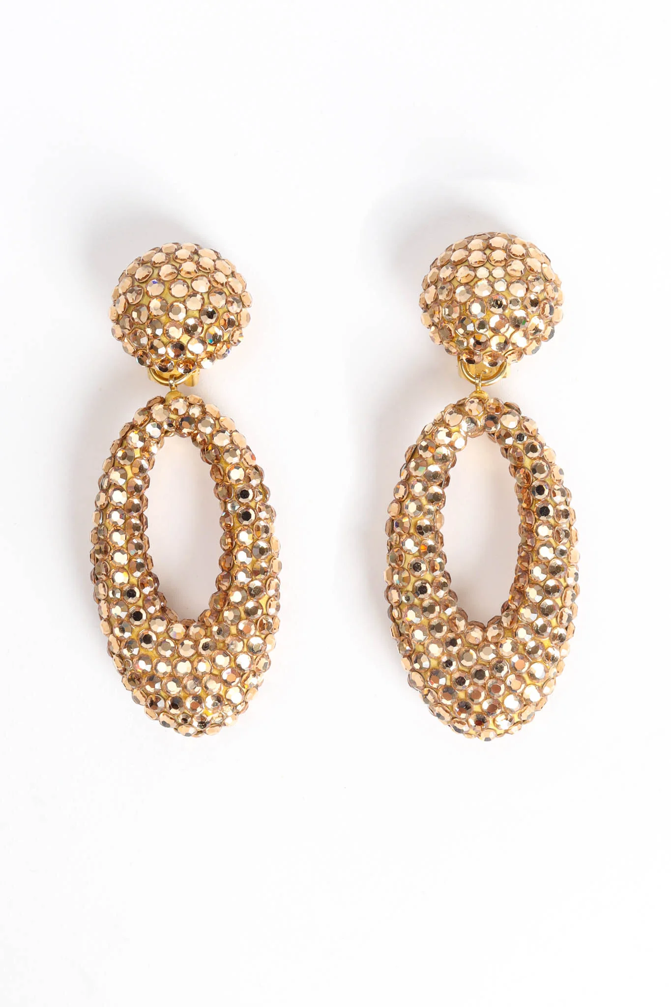 Rhinestone Oval Drop Earrings - Image 4