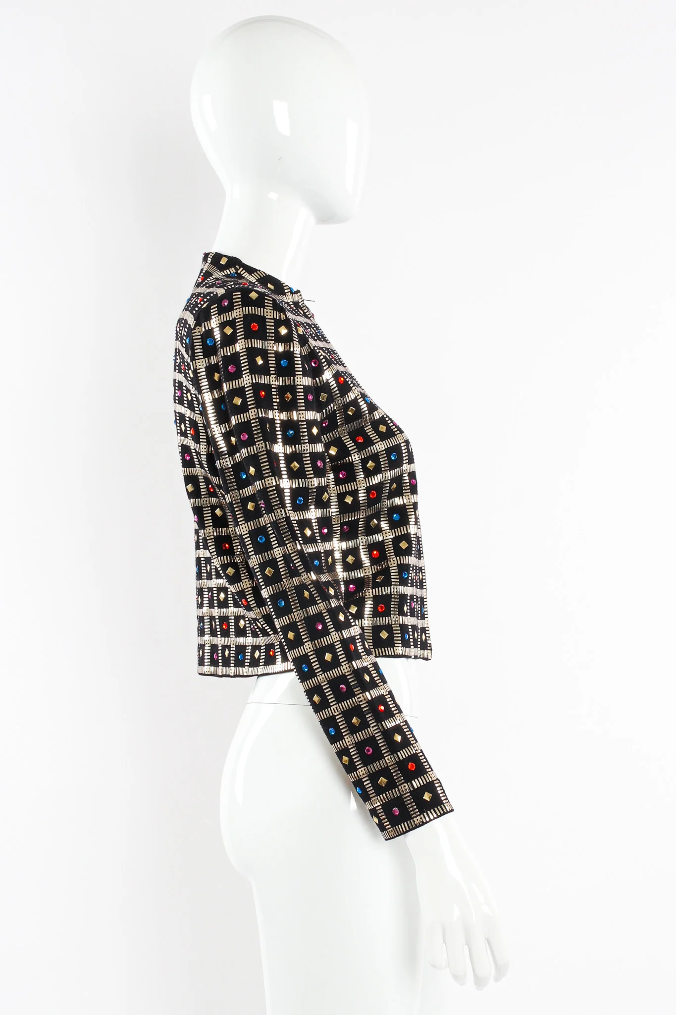 Rhinestone Paillette Checkered Jacket - Image 4