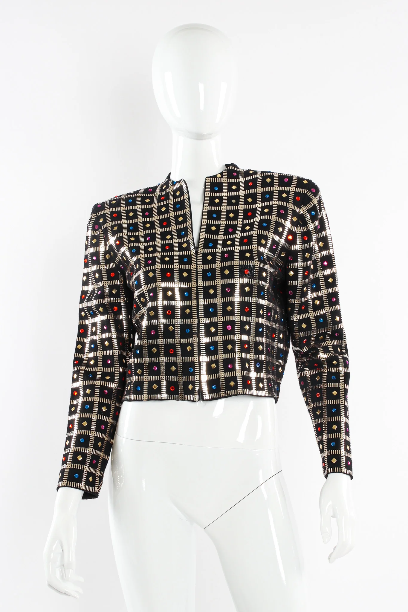 Rhinestone Paillette Checkered Jacket - Image 5