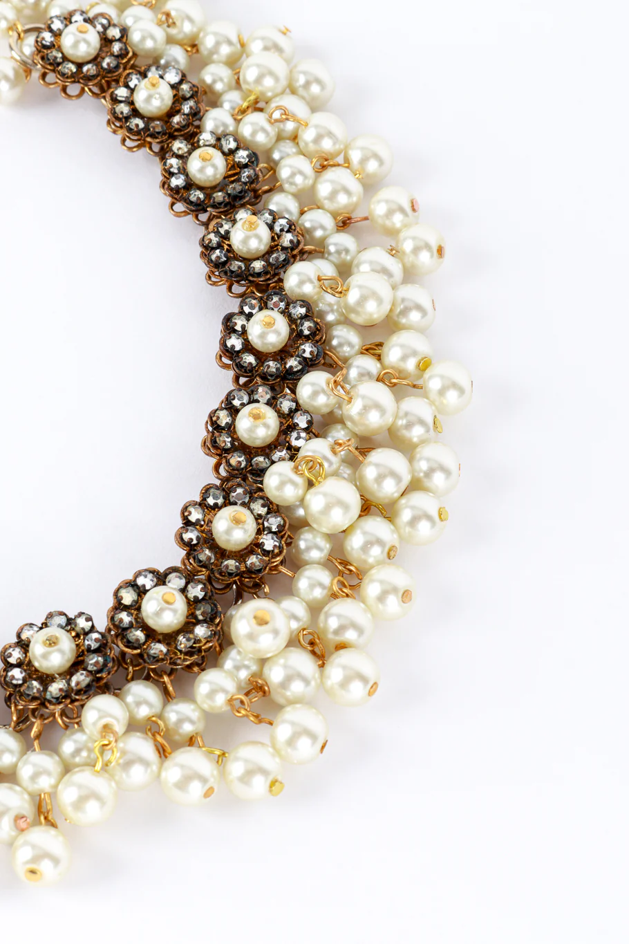 Rhinestone & Pearl Cluster Choker Necklace - Image 4