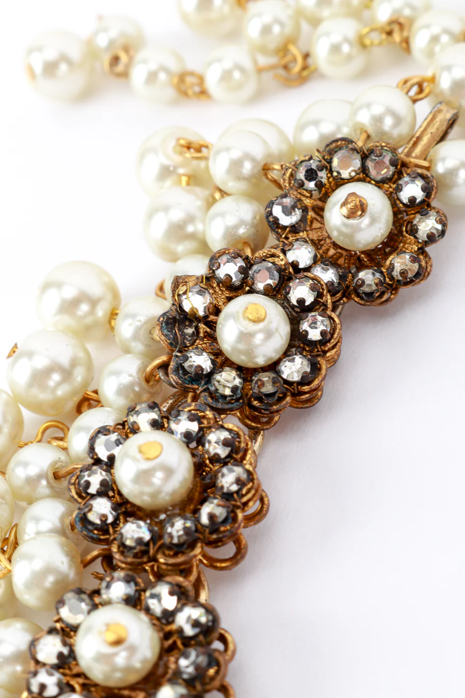 Rhinestone & Pearl Cluster Choker Necklace - Image 7