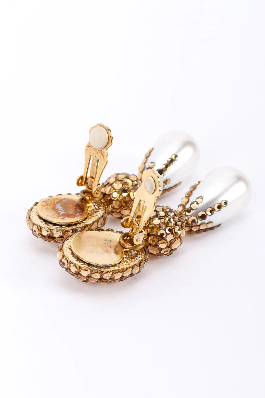 Rhinestone Pearl Drop Earrings - Image 6