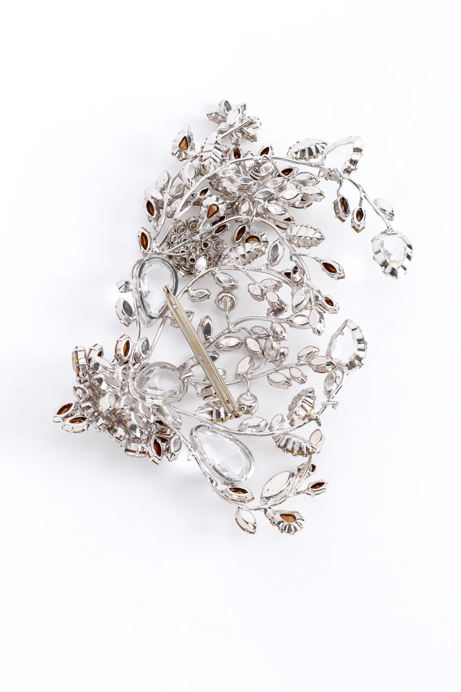 Rhinestone & Pearl Floral Statement Brooch - Image 4