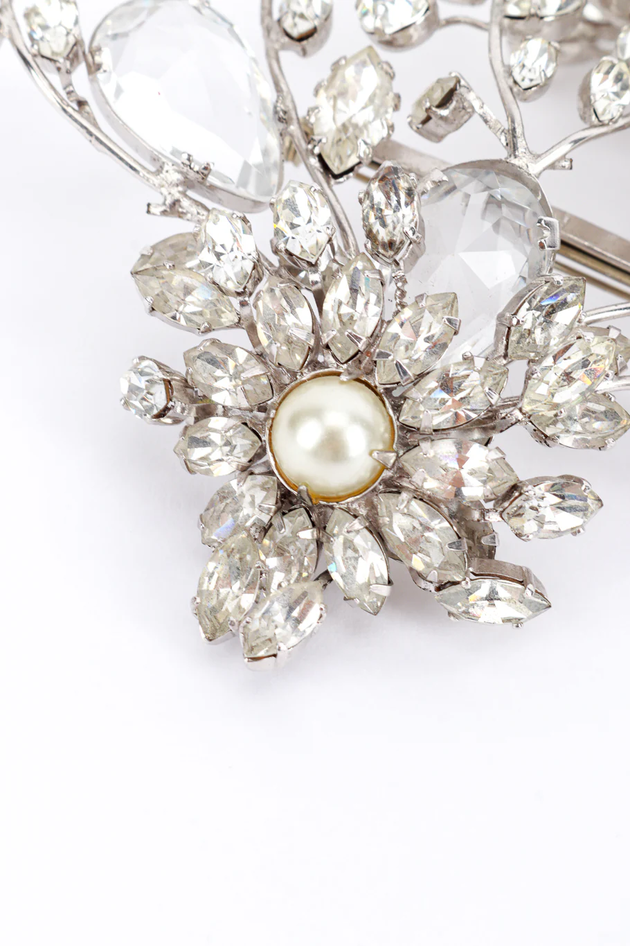 Rhinestone & Pearl Floral Statement Brooch - Image 6