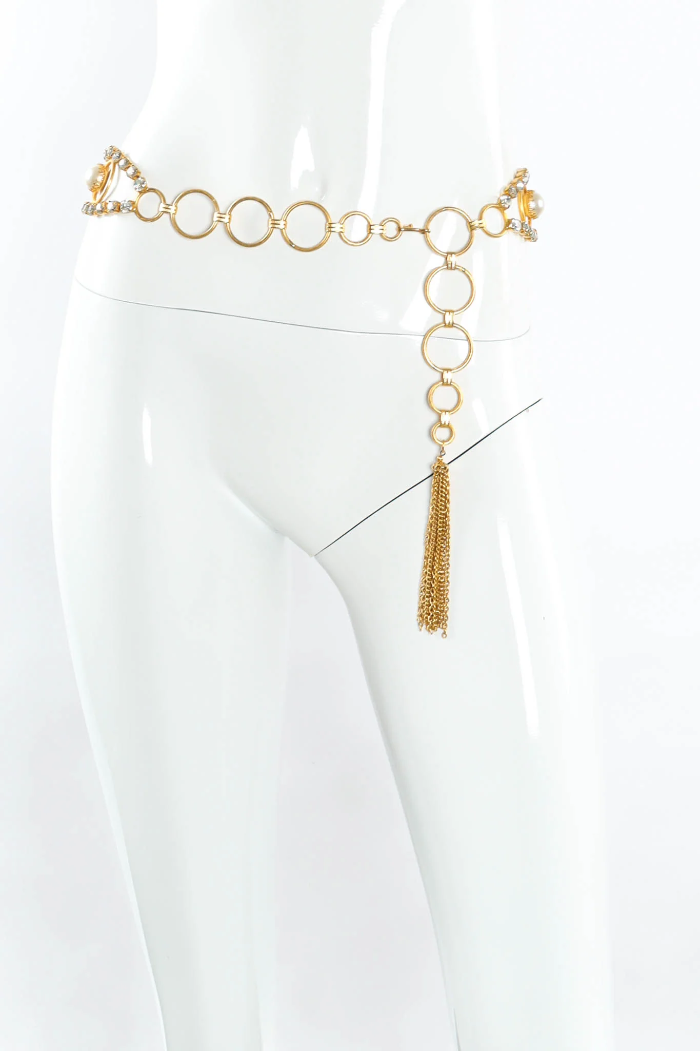 Rhinestone Pearl Ring Link Belt - Image 4
