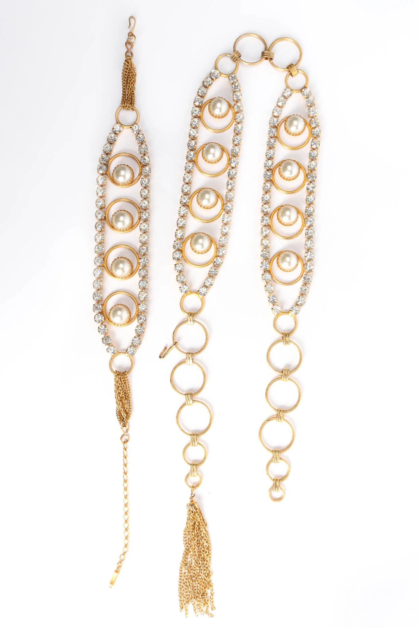 Rhinestone Pearl Ring Choker - Image 4