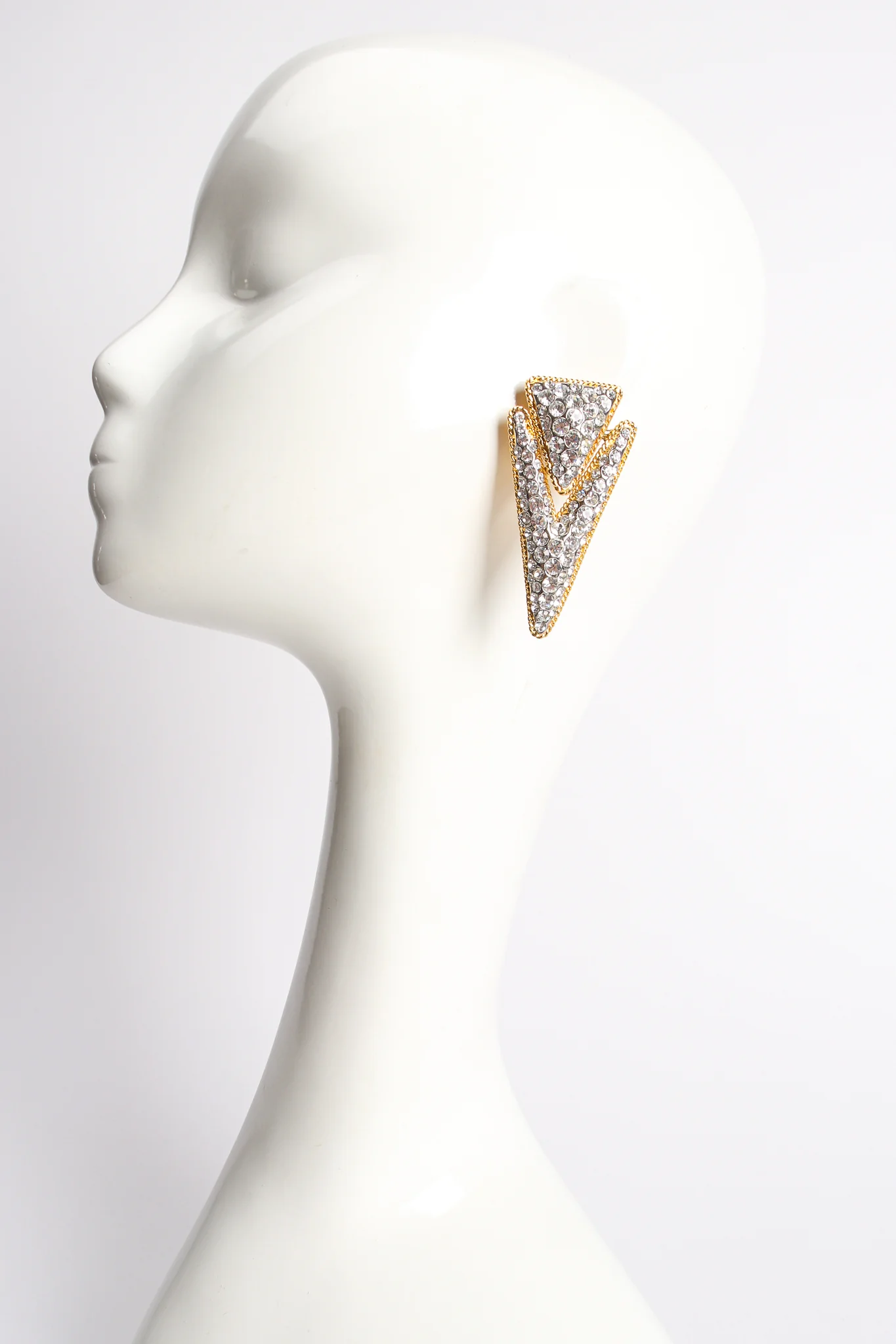 Rhinestone Pointed Spear Earrings - Image 2