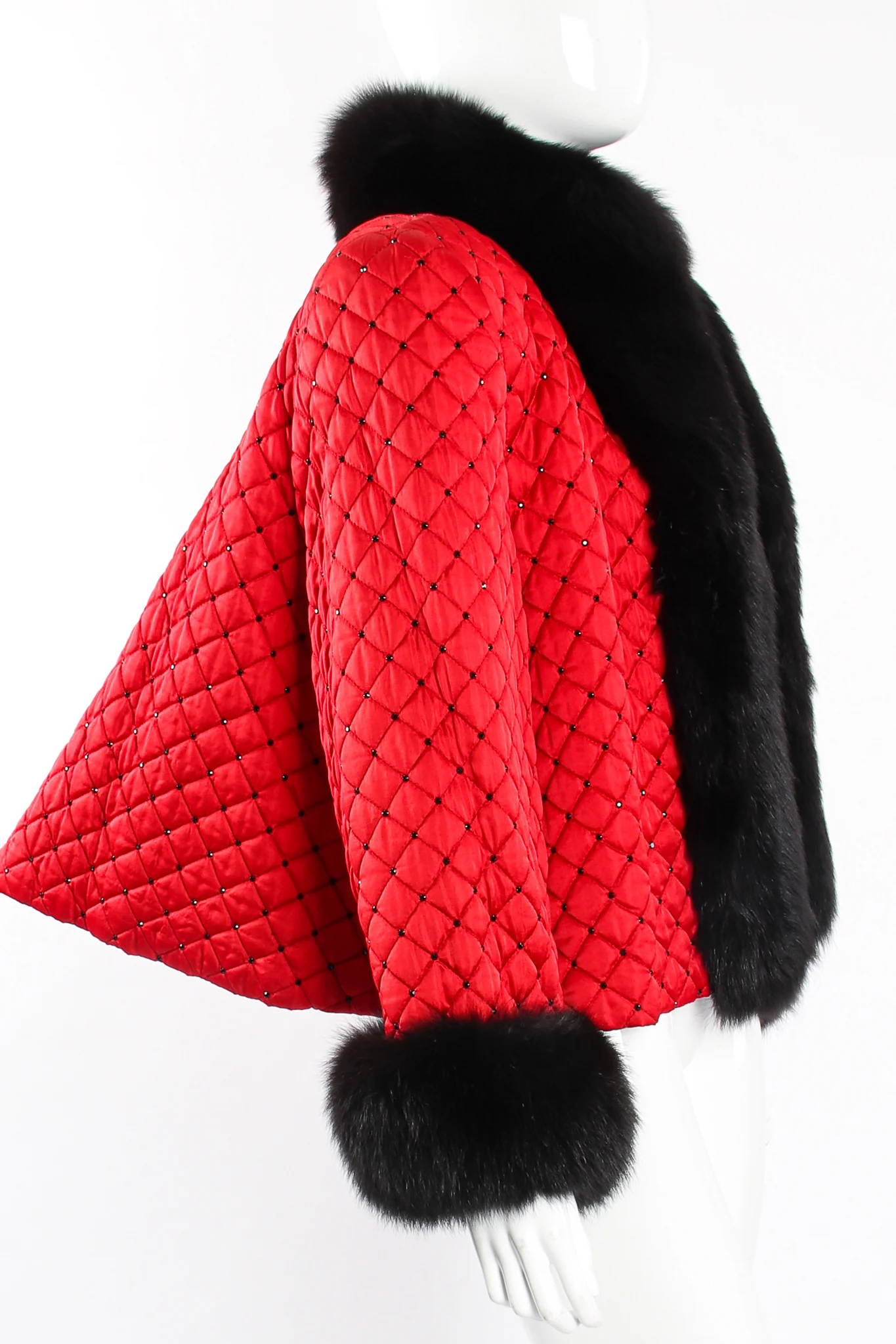 Rhinestone Quilted Fur Swing Jacket - Image 3