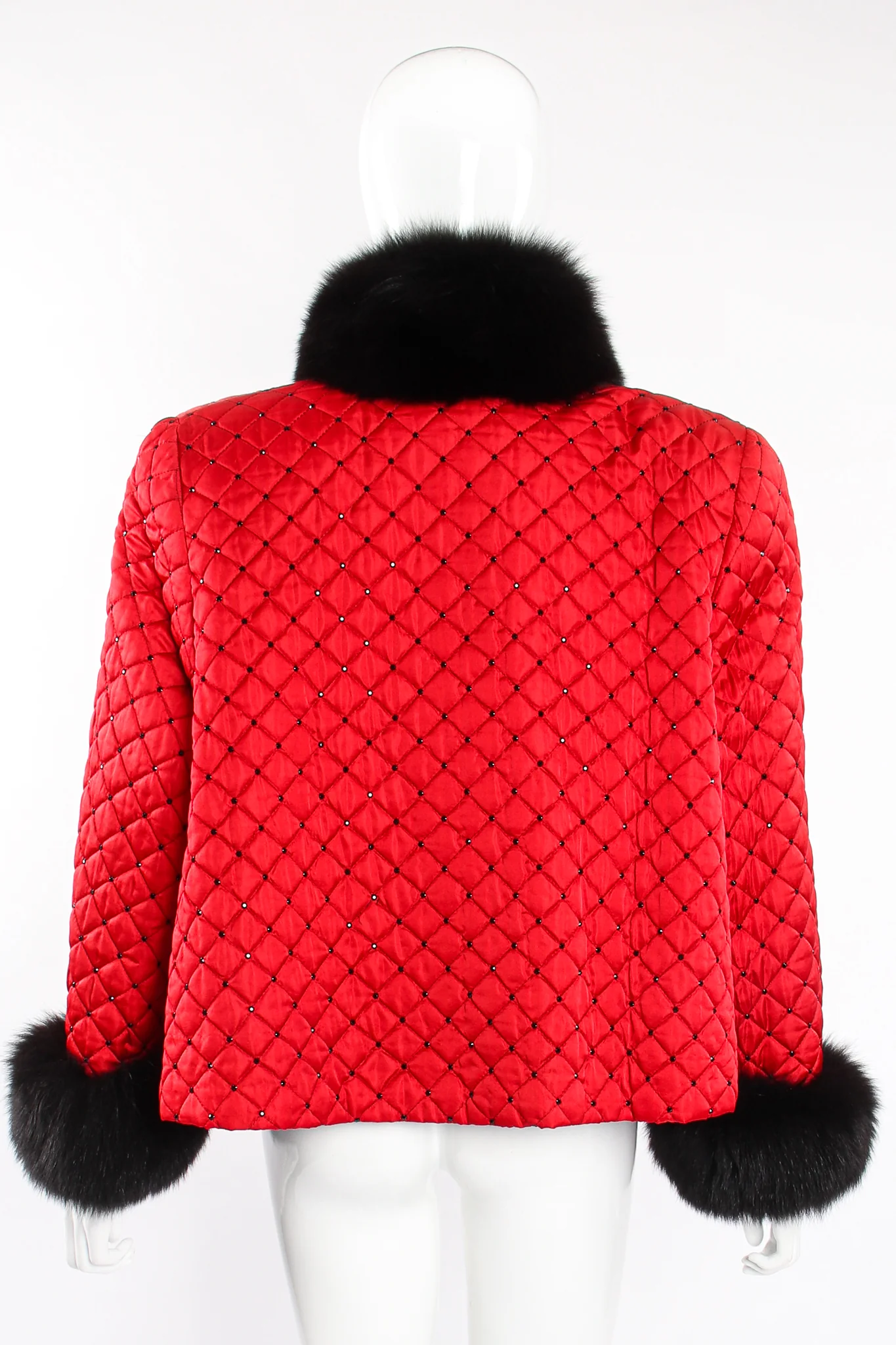 Rhinestone Quilted Fur Swing Jacket - Image 8