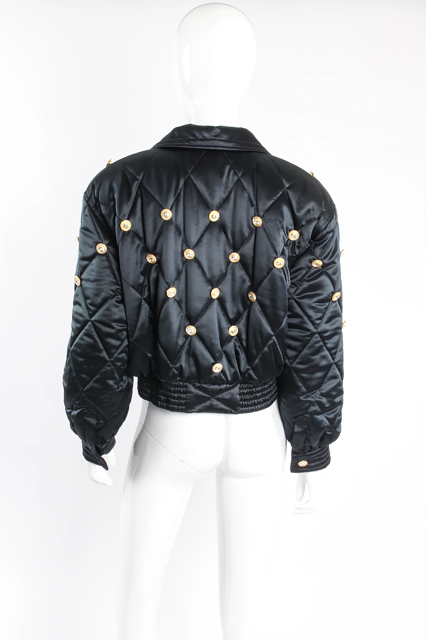 Rhinestone Quilted Satin Bomber - Image 5