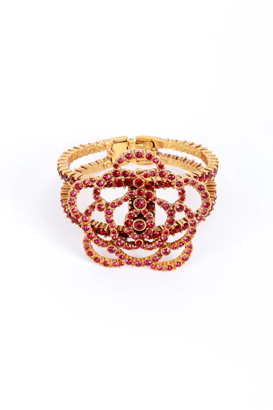 Rhinestone Rose Bangle Bracelet