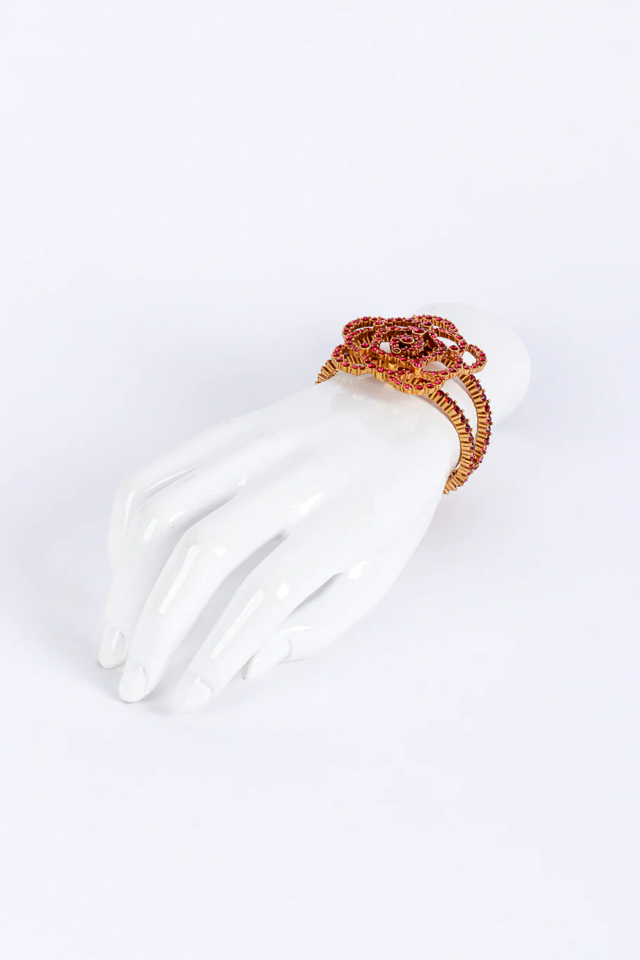 Rhinestone Rose Bangle Bracelet - Image 2