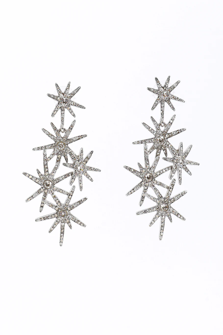 Rhinestone Starburst Cluster Drop Earrings