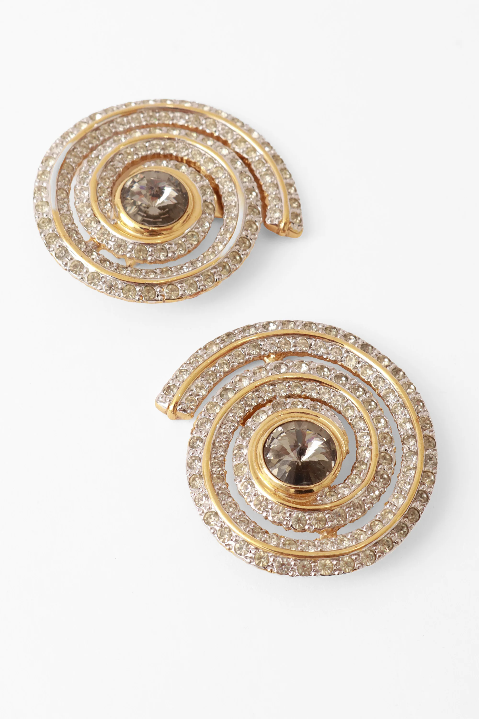 Rhinestone Swirl Button Earrings - Image 3