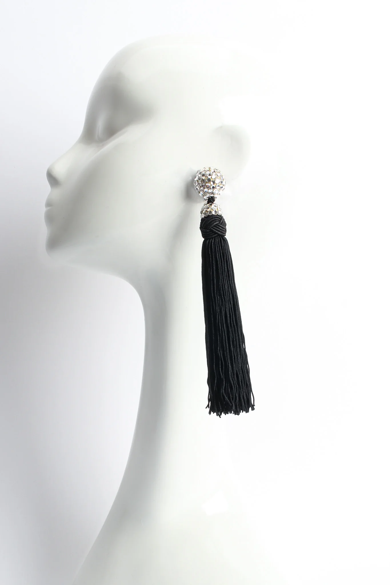 Rhinestone Tassel Drop Earrings - Image 2