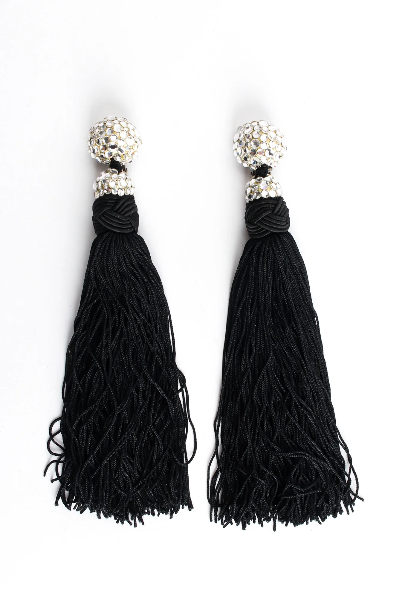 Rhinestone Tassel Drop Earrings - Image 3