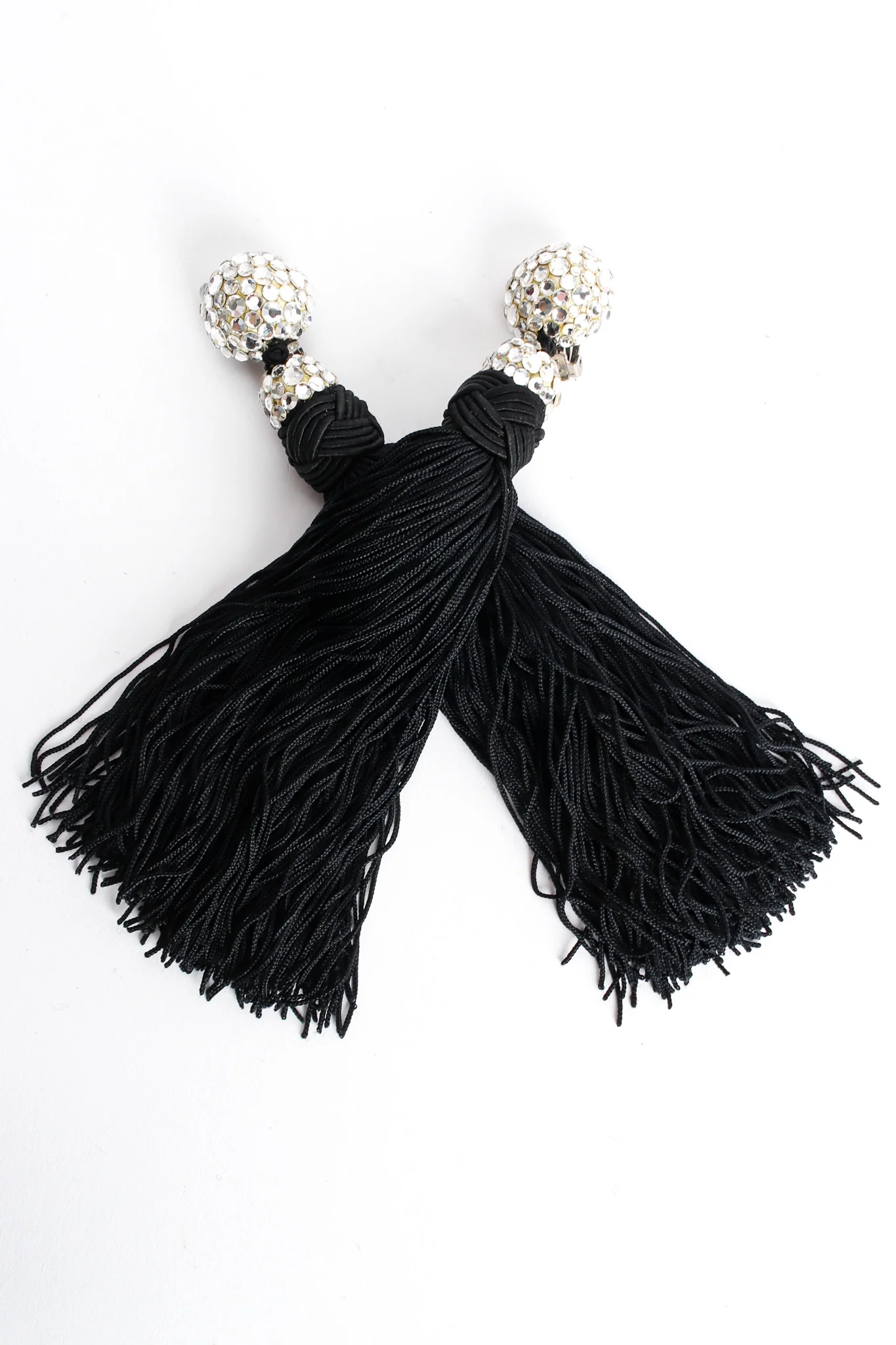 Rhinestone Tassel Drop Earrings - Image 5