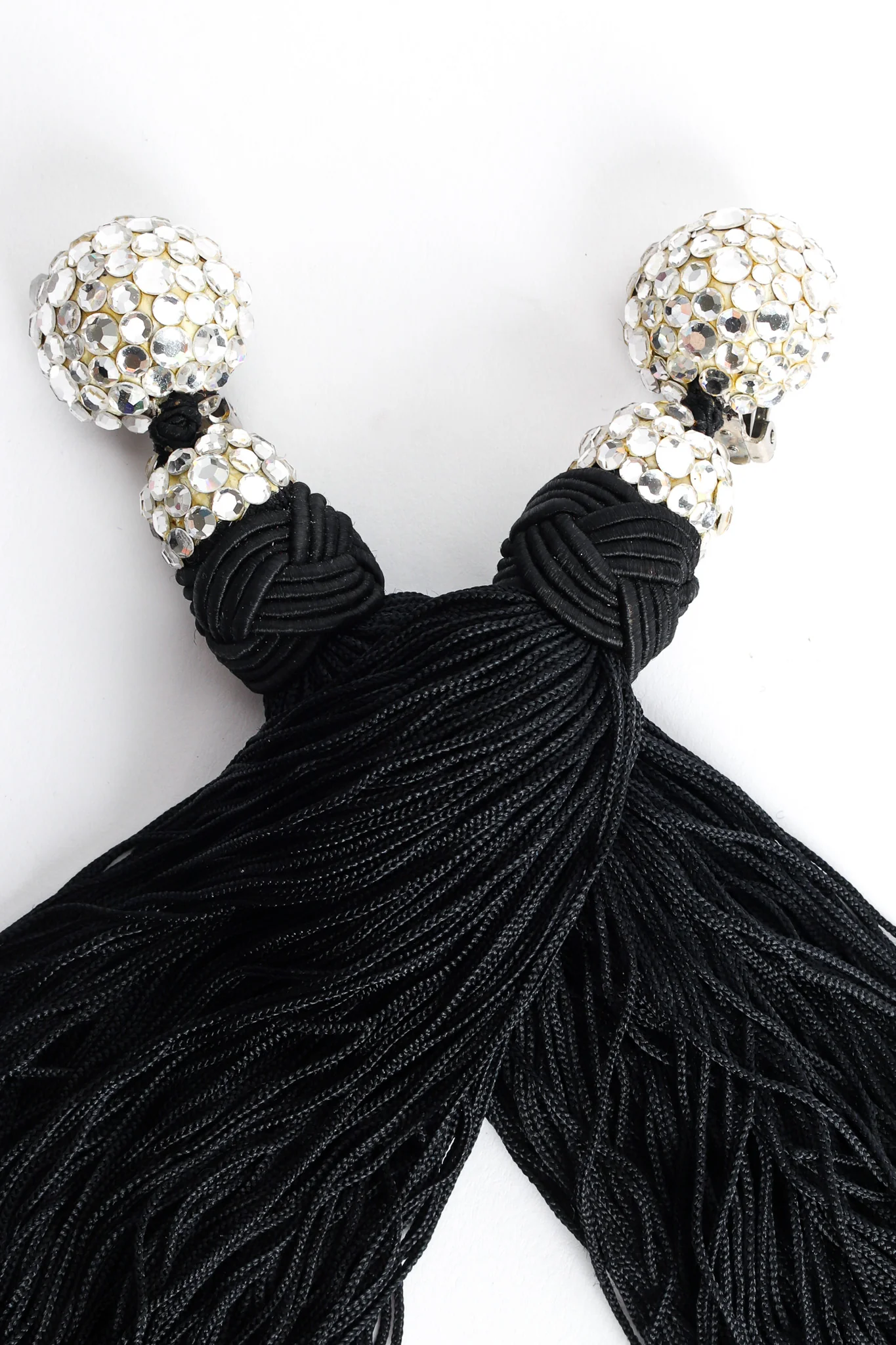 Rhinestone Tassel Drop Earrings - Image 6