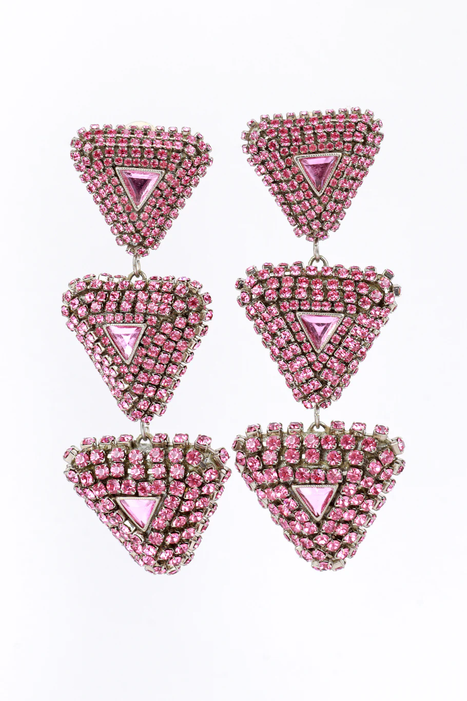 Rhinestone Triangle Tier Drop Earrings