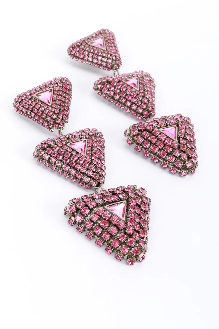 Rhinestone Triangle Tier Drop Earrings - Image 4